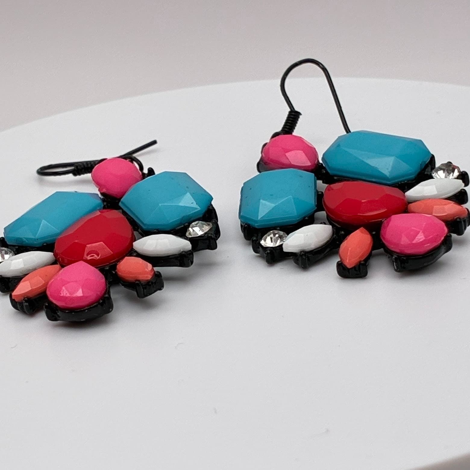 Vintage Y2K Boho Clear Rhinestone Dangle Earrings Statement Women's Jewelry - Thumbnail 5