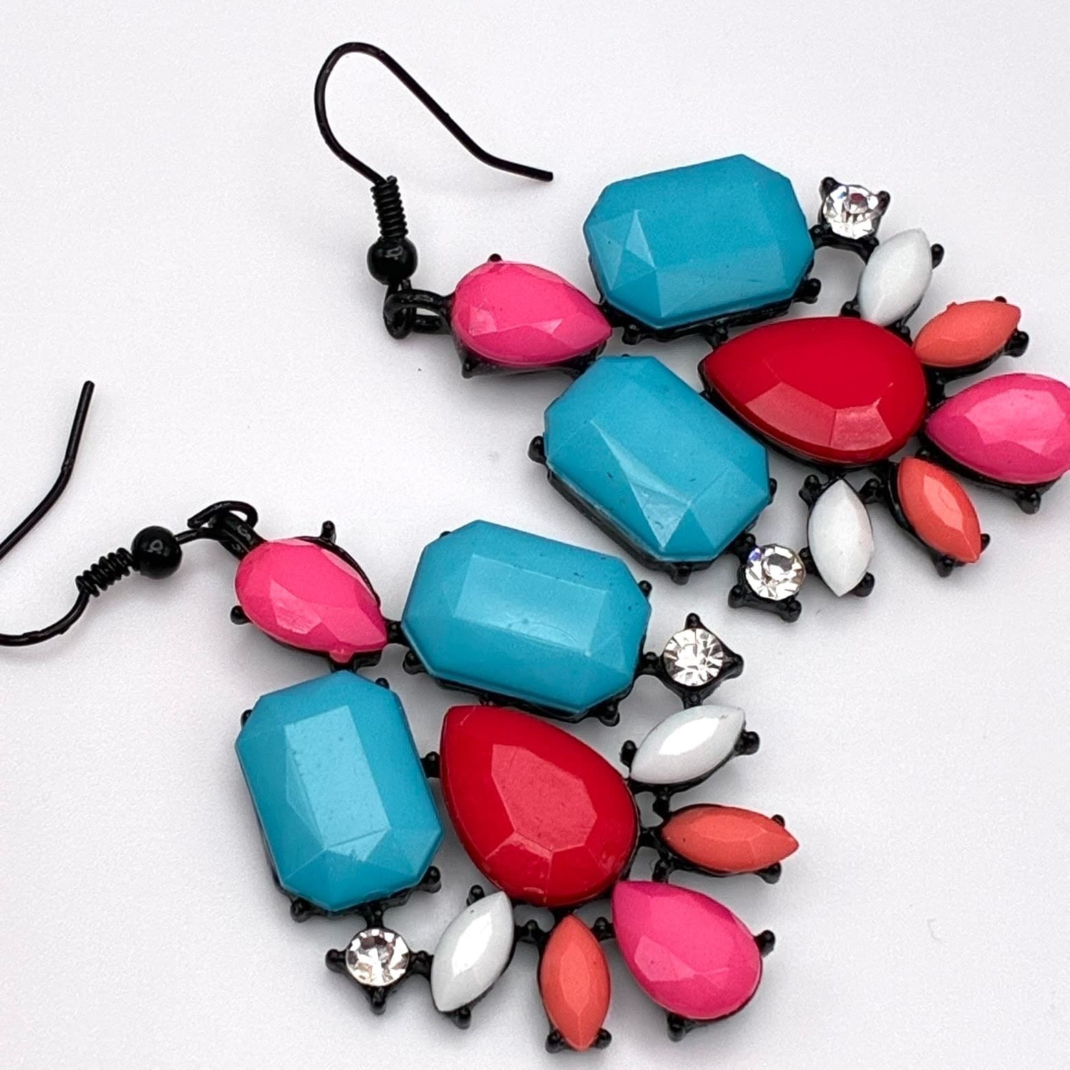 Vintage Y2K Boho Clear Rhinestone Dangle Earrings Statement Women's Jewelry - Thumbnail 6