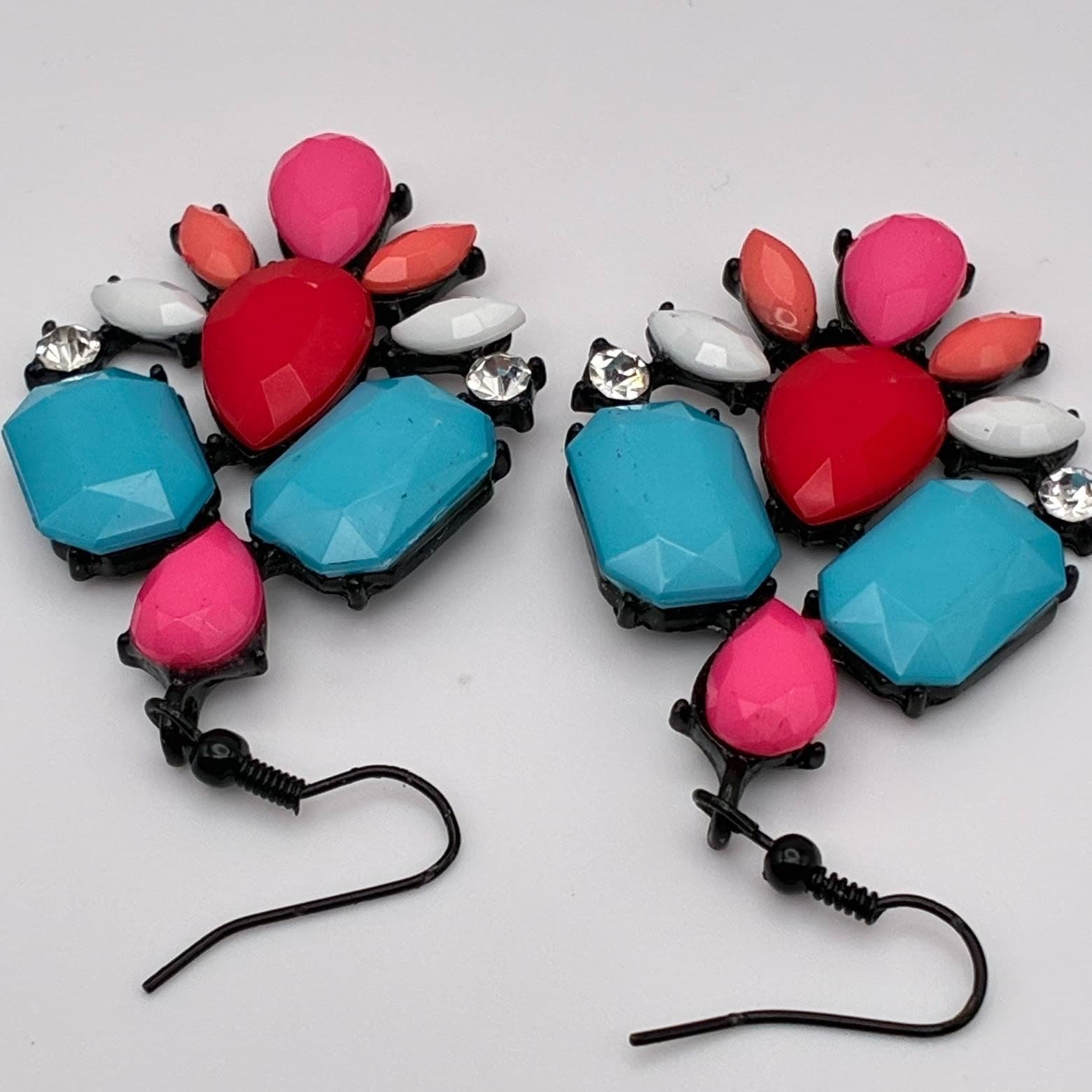 Vintage Y2K Boho Clear Rhinestone Dangle Earrings Statement Women's Jewelry - Thumbnail 8