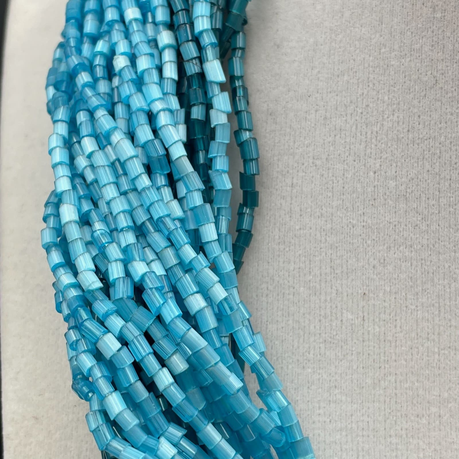 Fashion Gold-Tone Blue Seed Beads Multi-Stranded Hook Layered Statement Necklace - Thumbnail 6