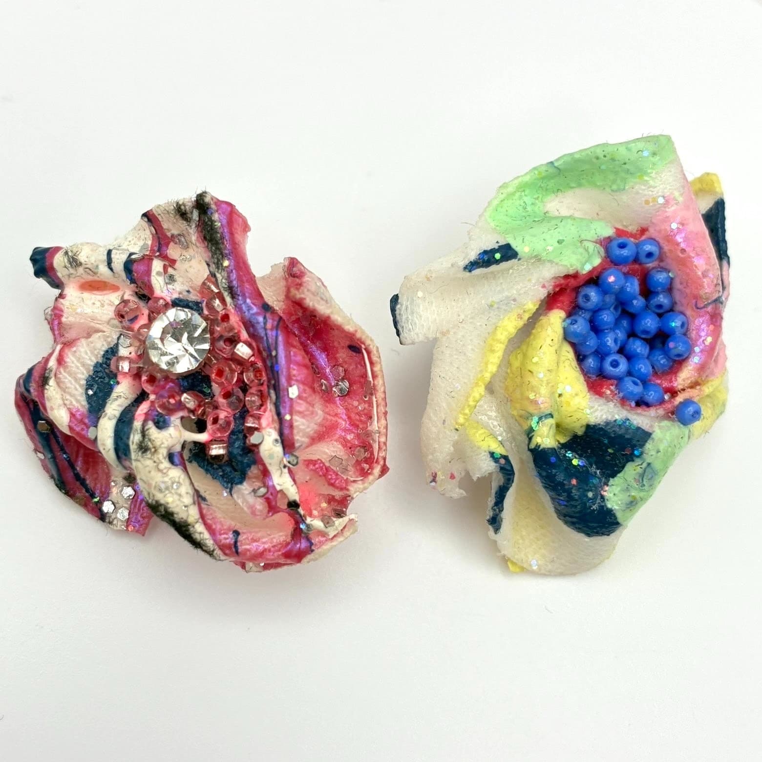 Vintage Y2K Abstract Clear Rhinestone Beaded Glitter Stud Earrings Jewelry - Thumbnail 3