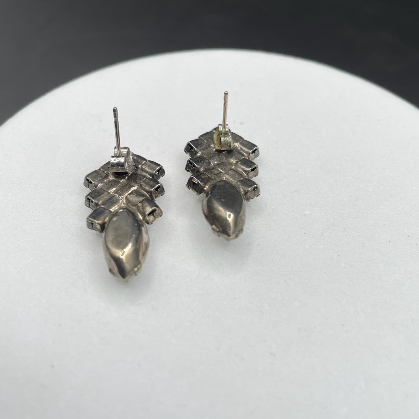 Vintage Rhinestone Cluster Earrings w/ Marquise Crystal Drop Glam - Thumbnail 9