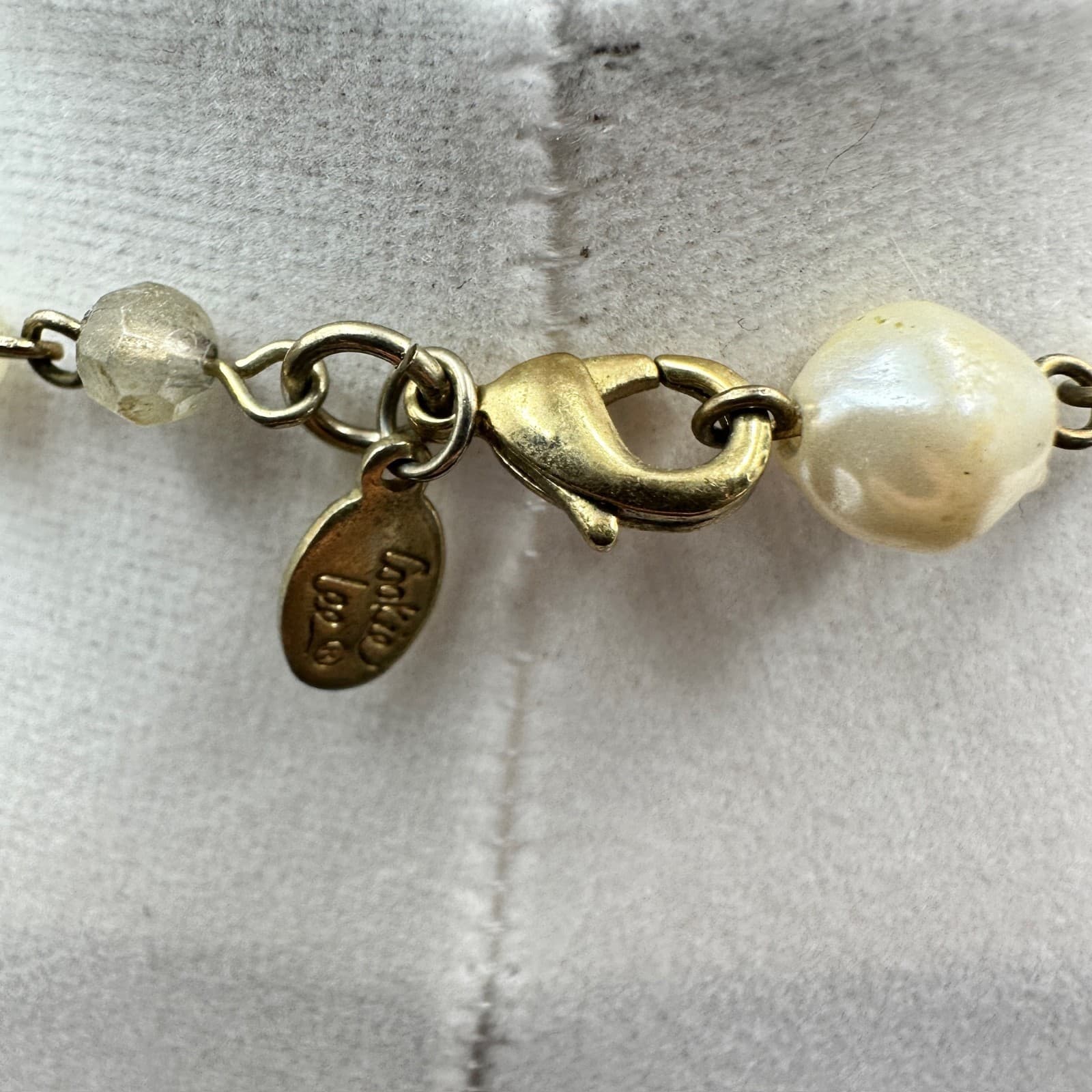 Cookie Lee Gold-Tone Mother-of-Pearl Beaded Fashion Modern Link Chain Necklace - Thumbnail 6