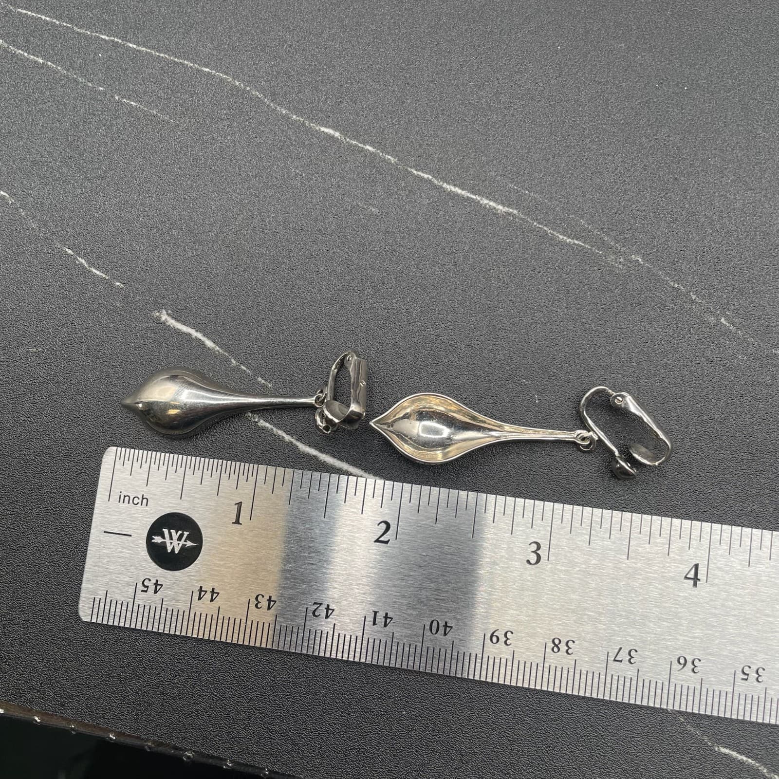 Sleek Modern Silver-Tone Teardrop Dangle Earrings - Thumbnail 7