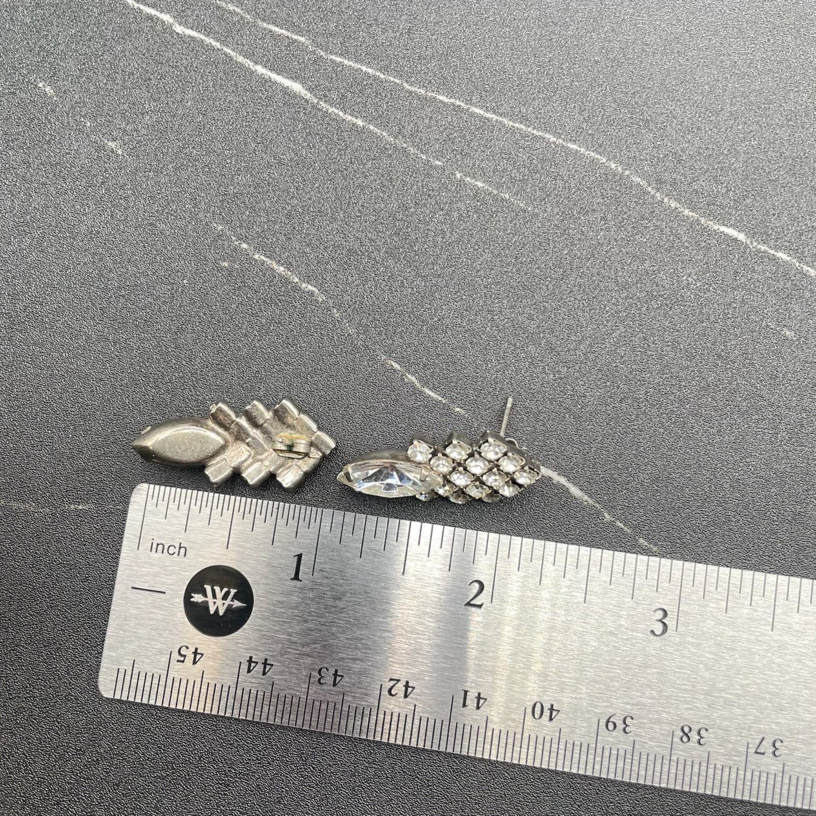 Vintage Rhinestone Cluster Earrings w/ Marquise Crystal Drop Glam - Thumbnail 12