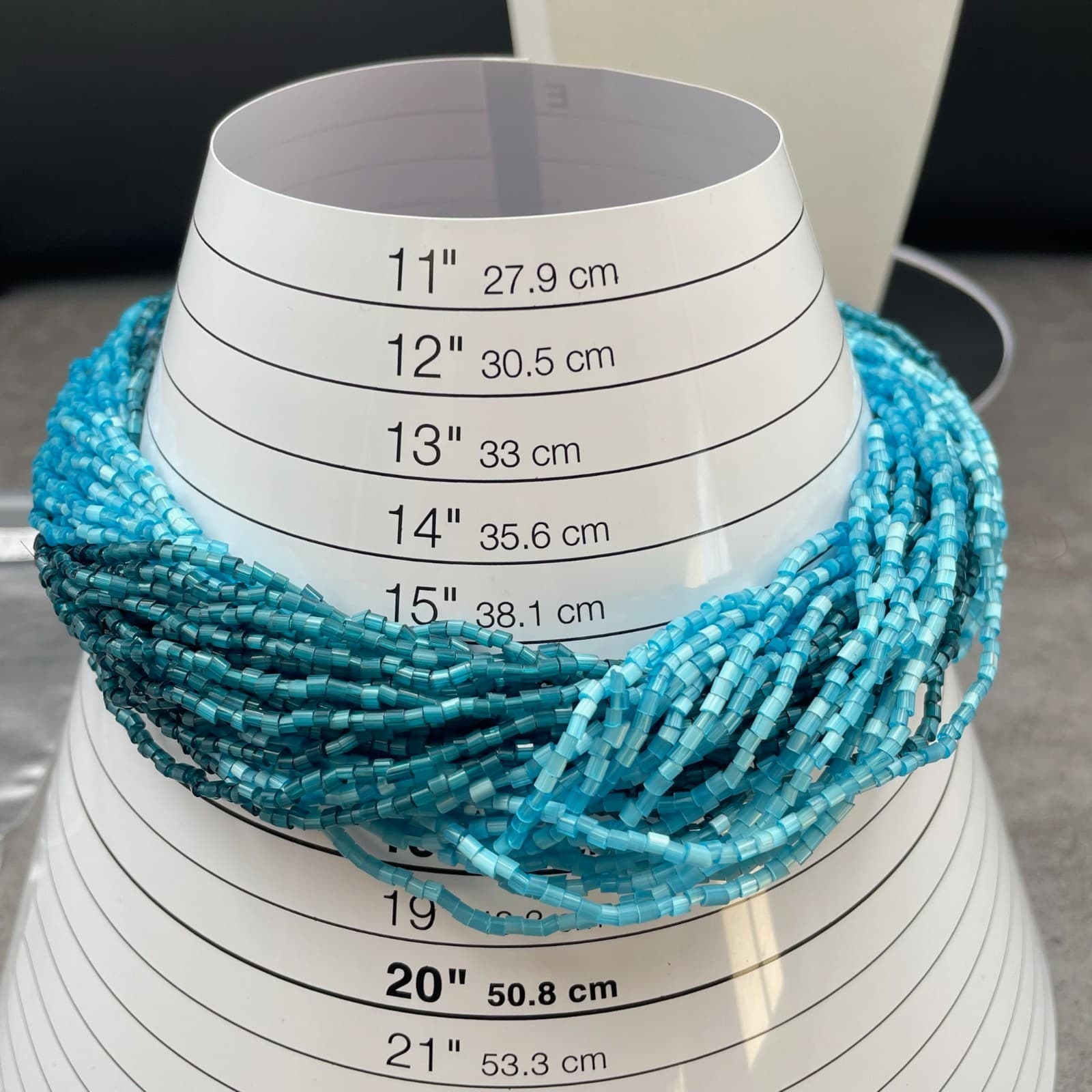 Fashion Gold-Tone Blue Seed Beads Multi-Stranded Hook Layered Statement Necklace - Thumbnail 9