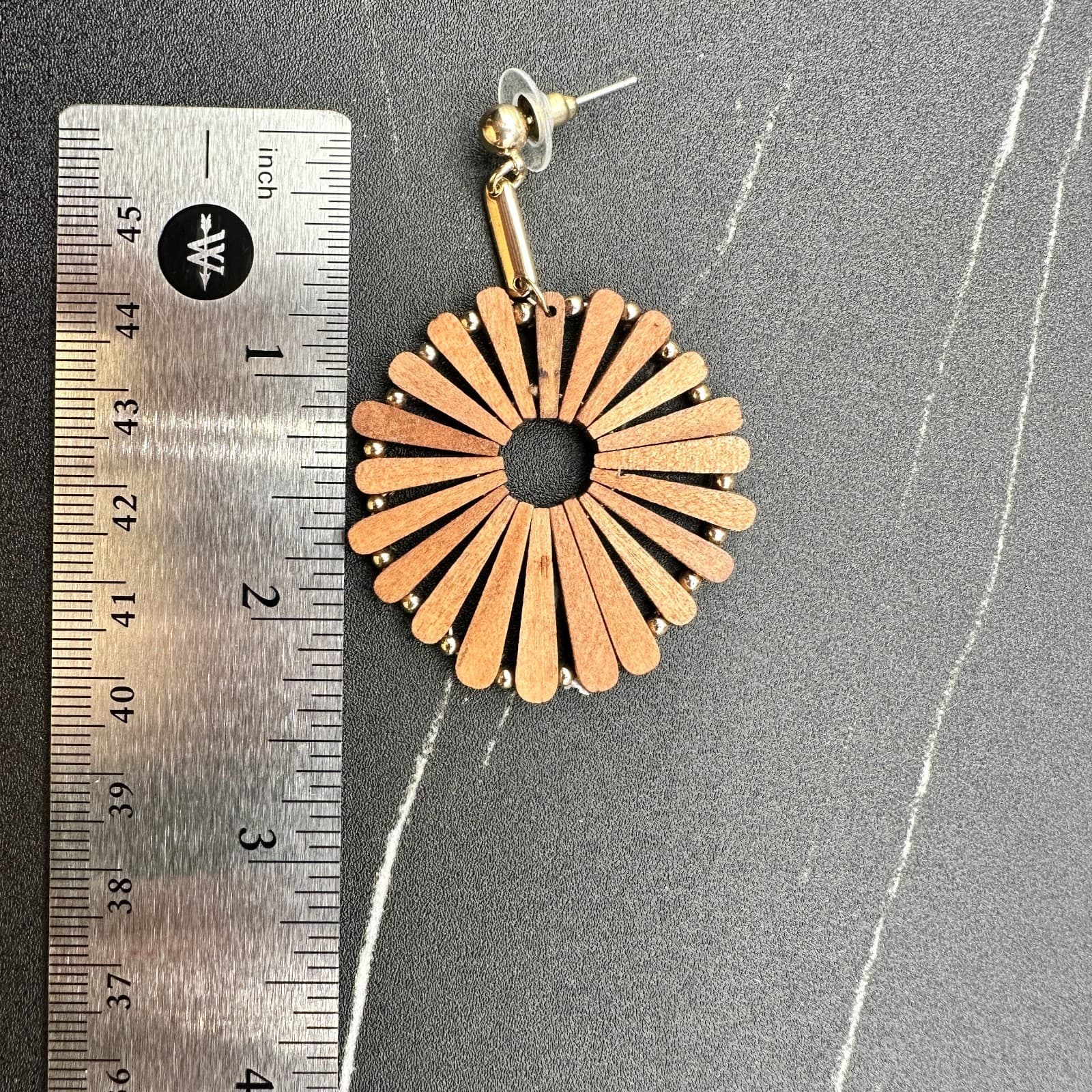 Vintage Handmade Women's Brown Wooden Windmill Dangle/Drop Earrings - Thumbnail 12