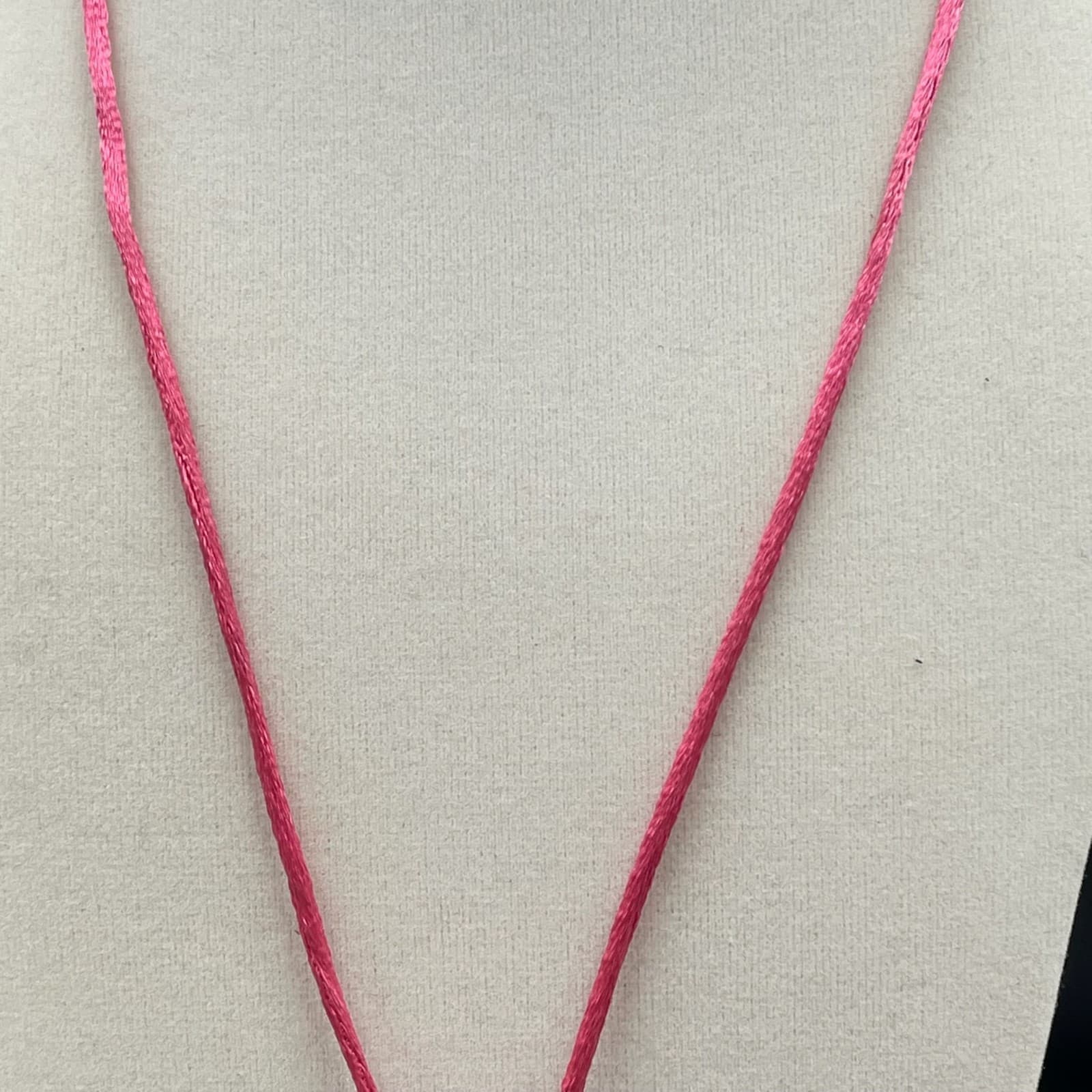 Boho Pink Whimsical Inlay Floral Faceted Glass Beads Heart Pendant Cord Necklace - Thumbnail 3