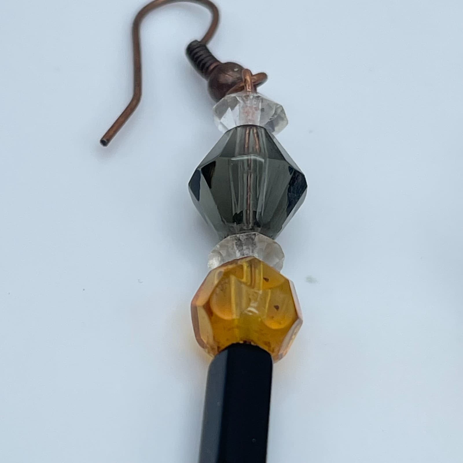 Vintage 90s Beaded Bronze-tone Drop Earrings Boho Retro Women's Classic Jewelry - Thumbnail 4