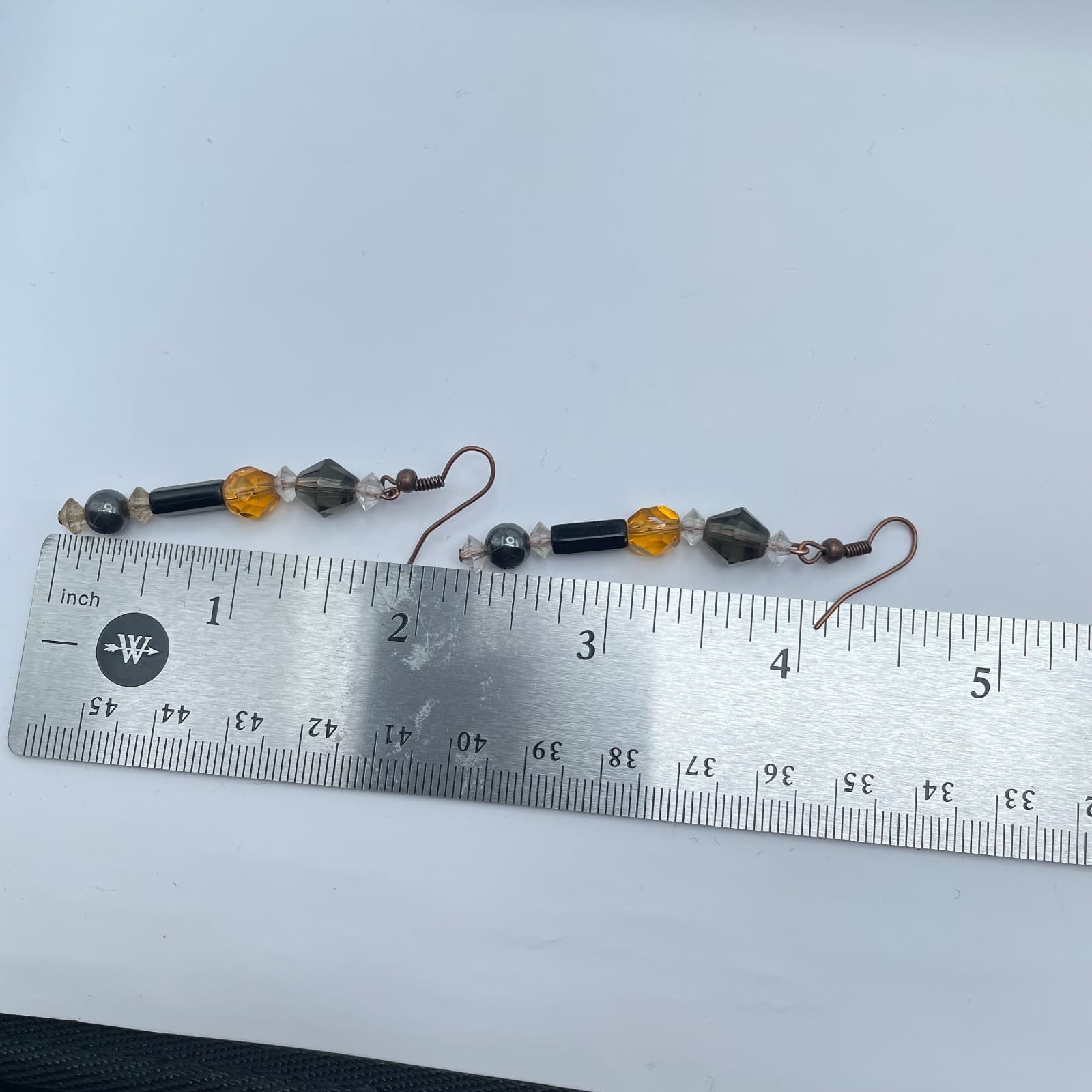 Vintage 90s Beaded Bronze-tone Drop Earrings Boho Retro Women's Classic Jewelry - Thumbnail 6