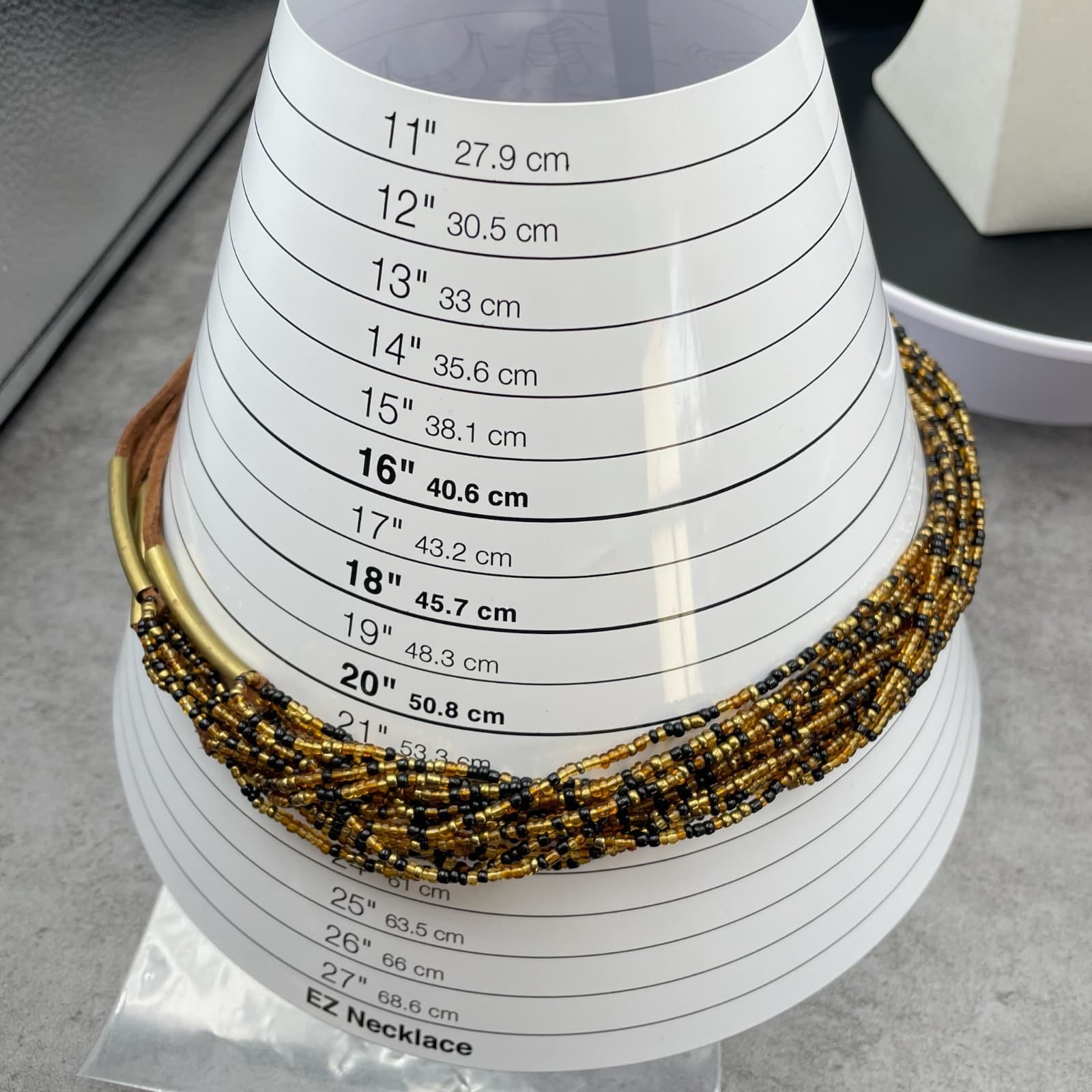 Vintage Amber Gold-Tone Suede Glass Seed Bead Multi-Strand Torsade Necklace - Thumbnail 10