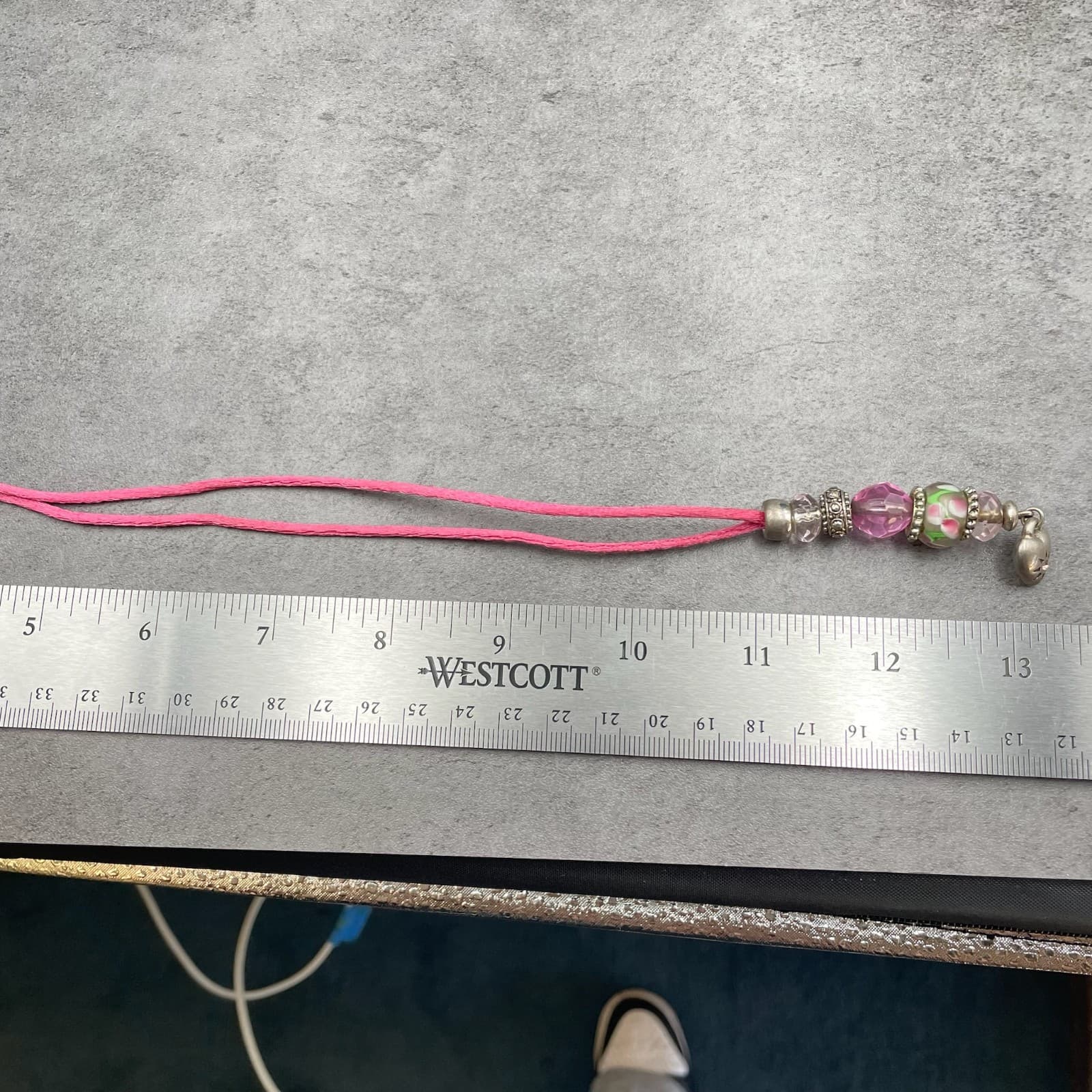 Boho Pink Whimsical Inlay Floral Faceted Glass Beads Heart Pendant Cord Necklace - Thumbnail 10