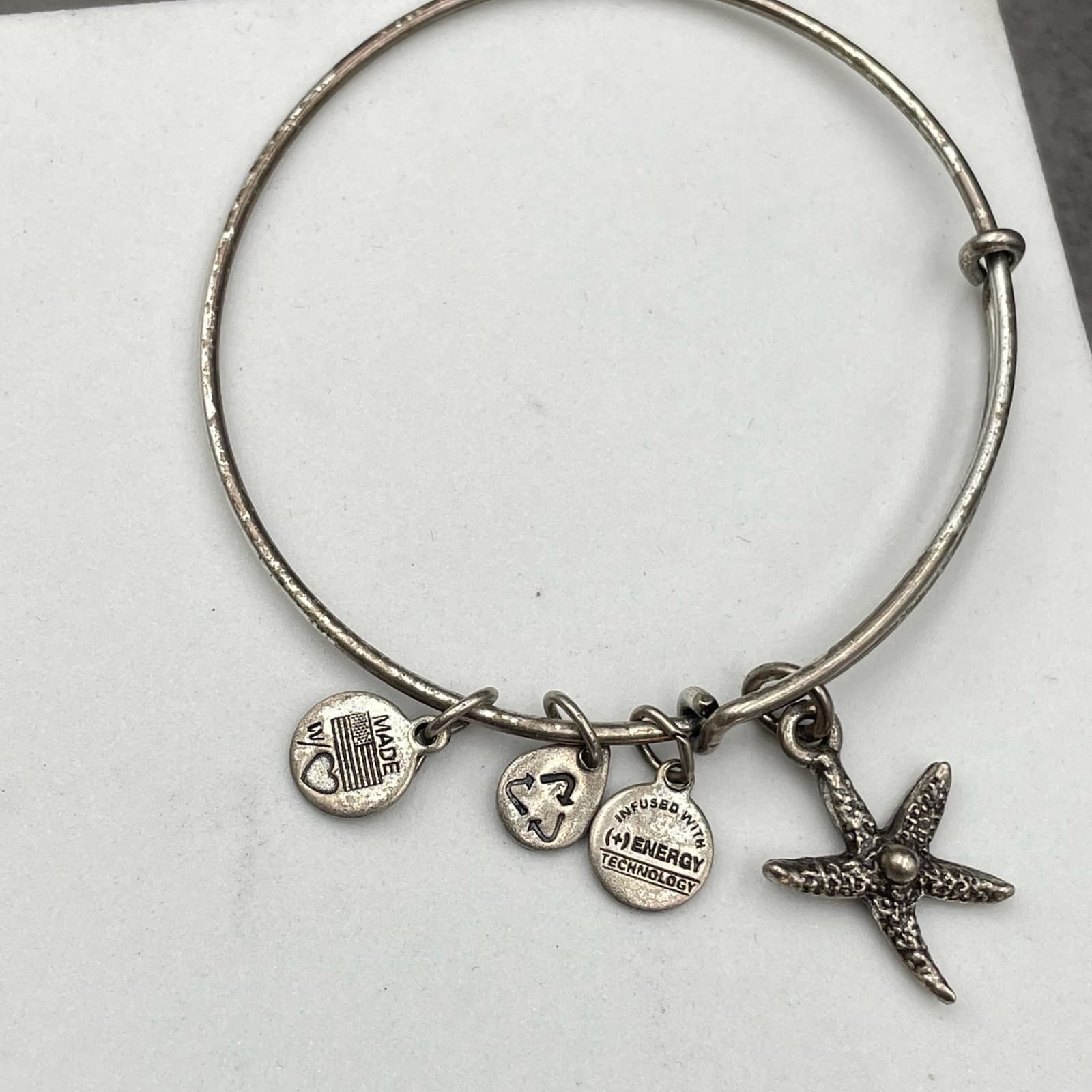 Alex and Ani Silver-Tone Rafaelian Silver Finish Starfish Charm Bangle Bracelet - Image 1
