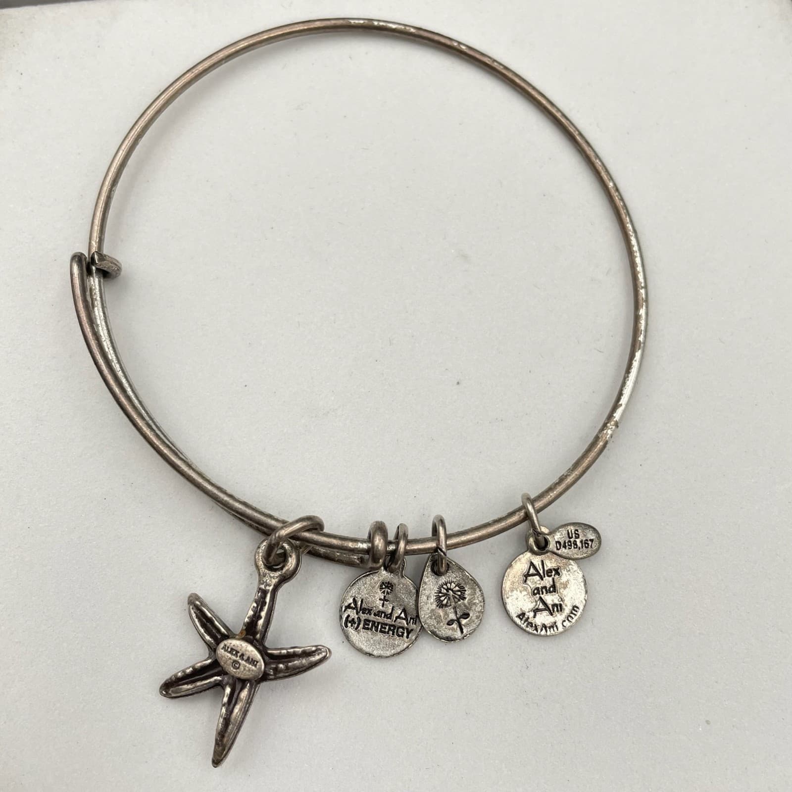 Alex and Ani Silver-Tone Rafaelian Silver Finish Starfish Charm Bangle Bracelet - Thumbnail 3