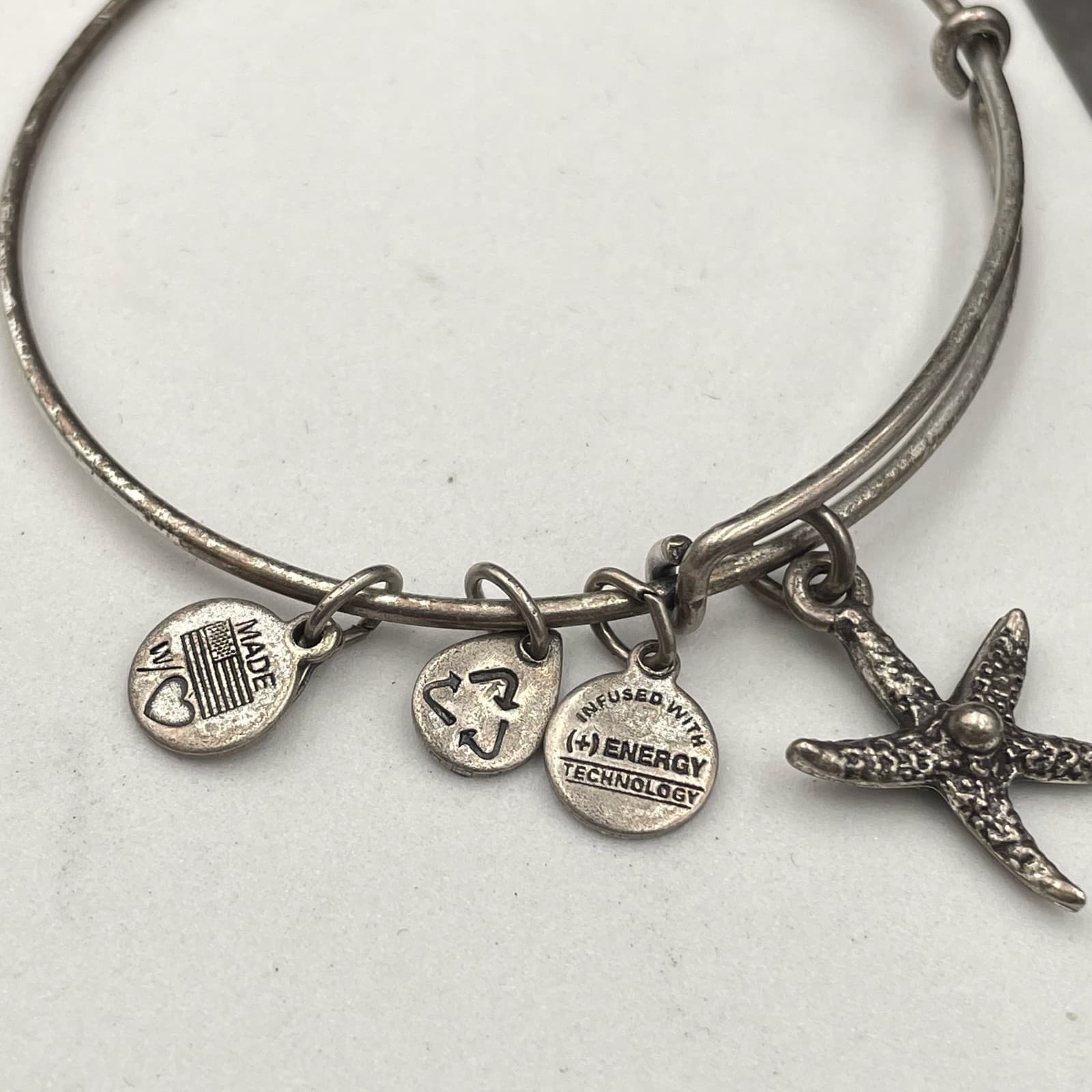 Alex and Ani Silver-Tone Rafaelian Silver Finish Starfish Charm Bangle Bracelet - Thumbnail 6