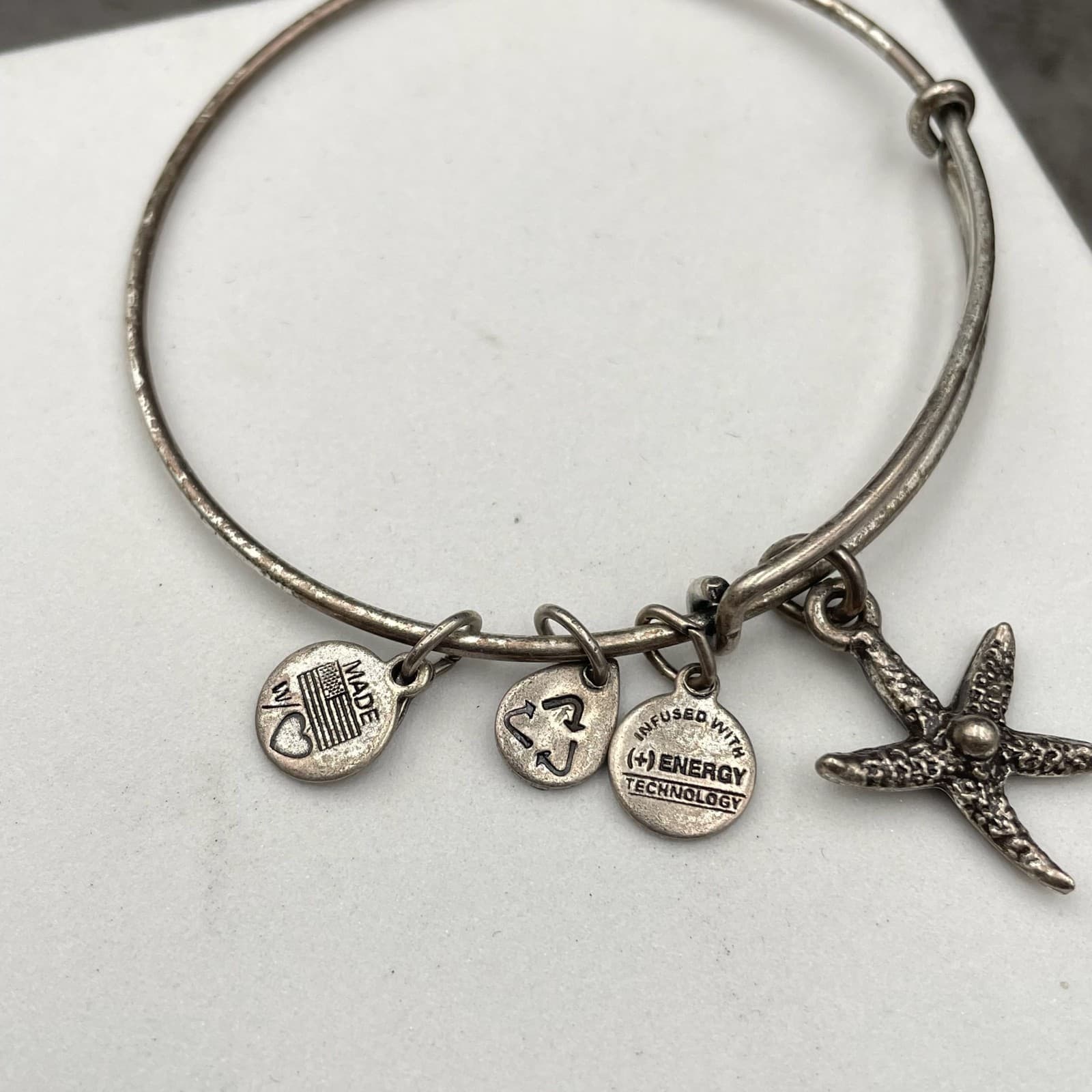 Alex and Ani Silver-Tone Rafaelian Silver Finish Starfish Charm Bangle Bracelet - Thumbnail 5