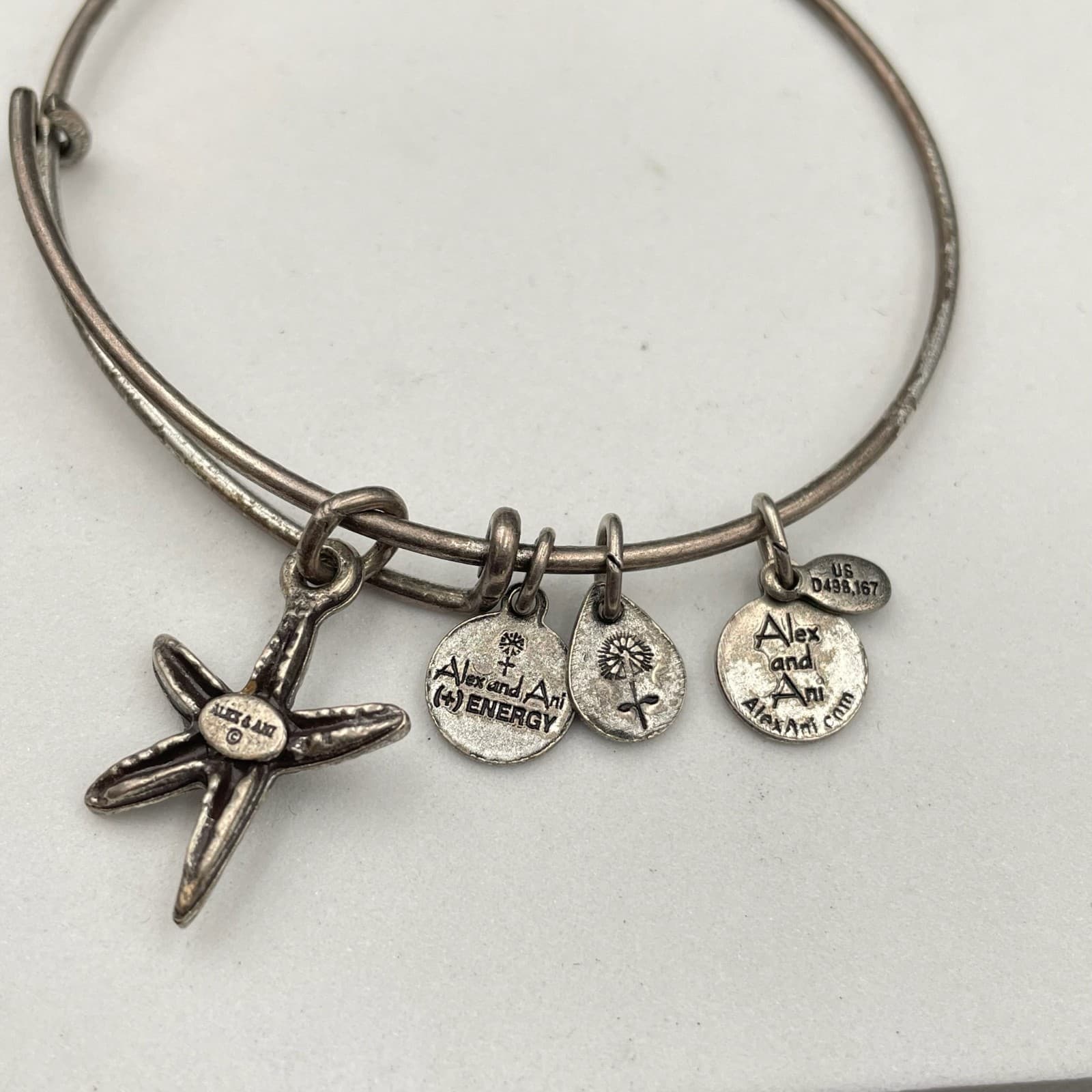 Alex and Ani Silver-Tone Rafaelian Silver Finish Starfish Charm Bangle Bracelet - Thumbnail 4