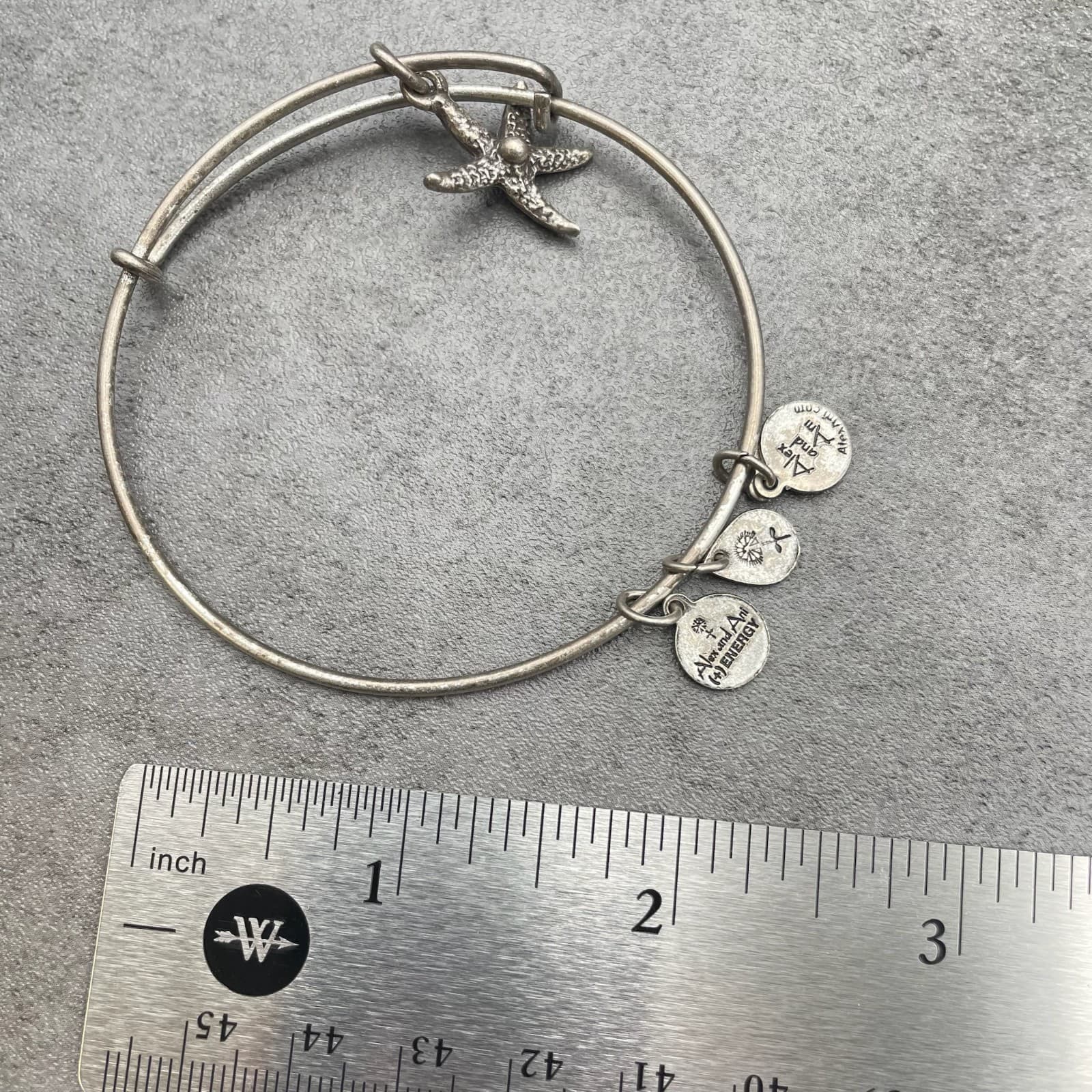 Alex and Ani Silver-Tone Rafaelian Silver Finish Starfish Charm Bangle Bracelet - Thumbnail 7