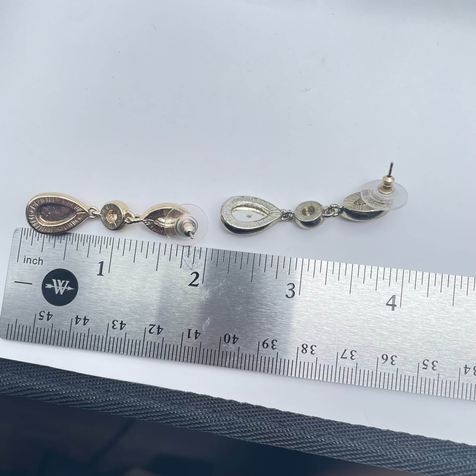 Vintage Y2K Amber Yellow Faceted Glass Gold Tone Dangle Earrings Jewelry - Thumbnail 9