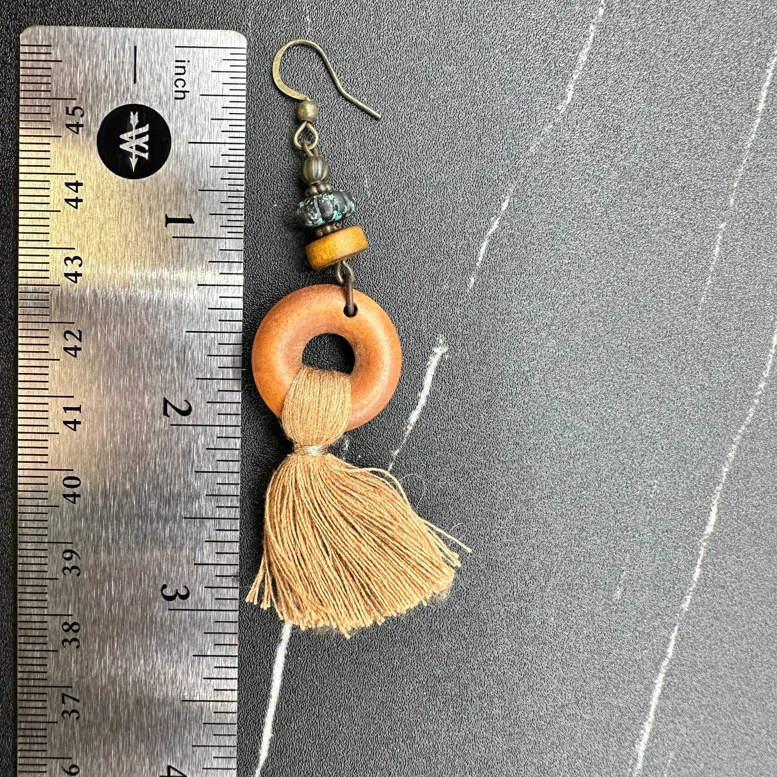 Vintage Handmade Women's Brown Tribal Wood Boho Tassel Dangle/Drop Earrings - Thumbnail 12