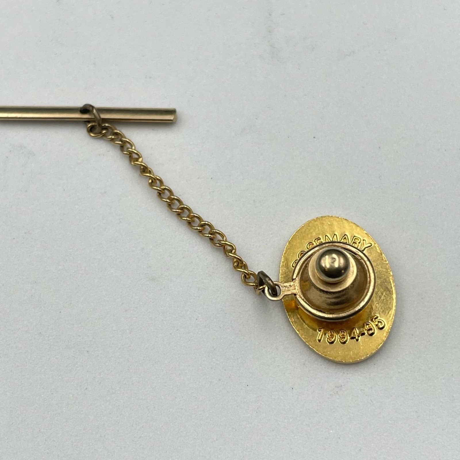 Vintage Rosemary Moore 1994-95 Classic Gold-Tone Rose T-Bar Curb Chain Tie Tack - Thumbnail 8