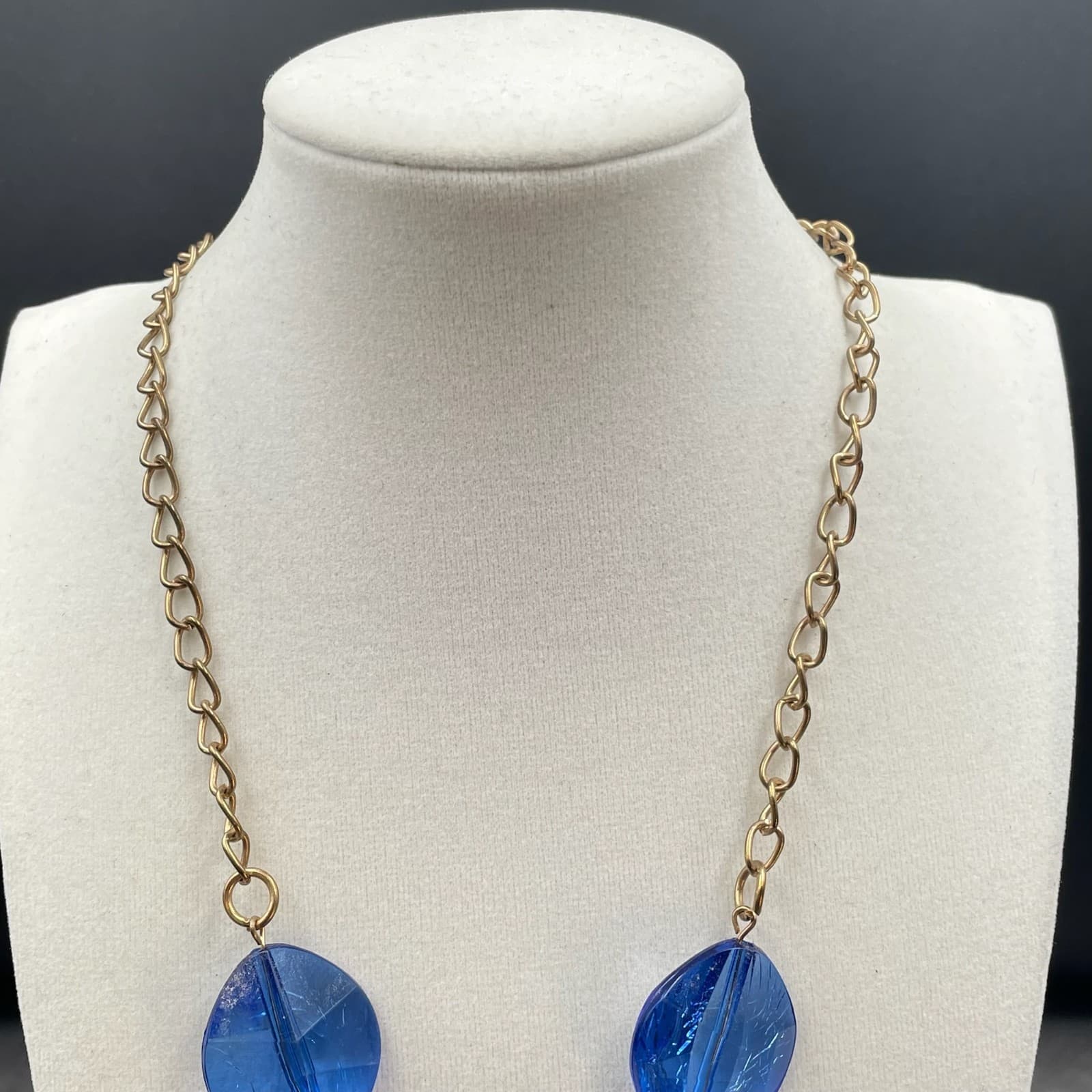 Gold-Tone Pearl Faceted Glass Beads Circular Pendant Tassel Statement Necklace - Thumbnail 5