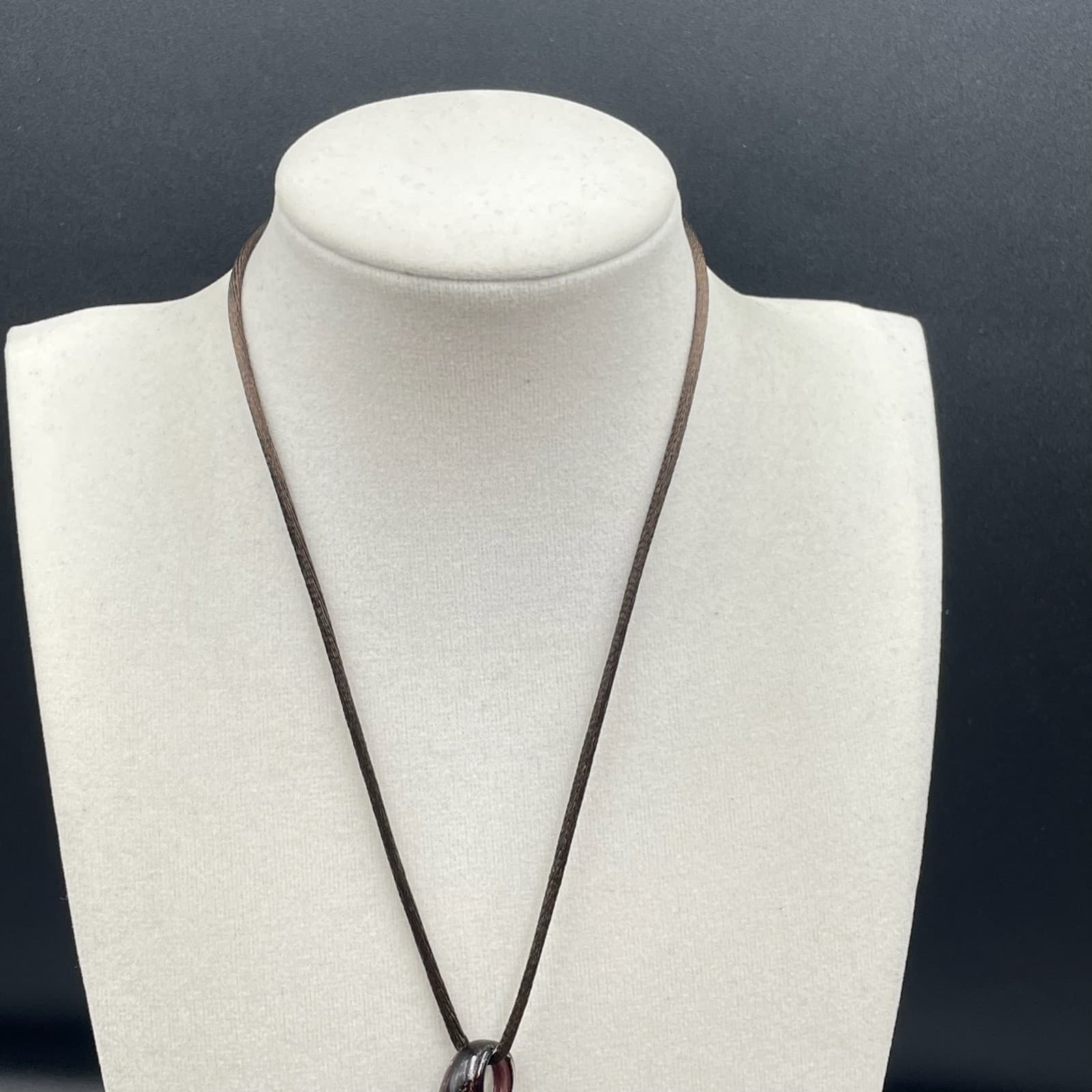 Black Lampwork Botanical Borosilicate Glass Blooming Flower Pendant Necklace - Thumbnail 8