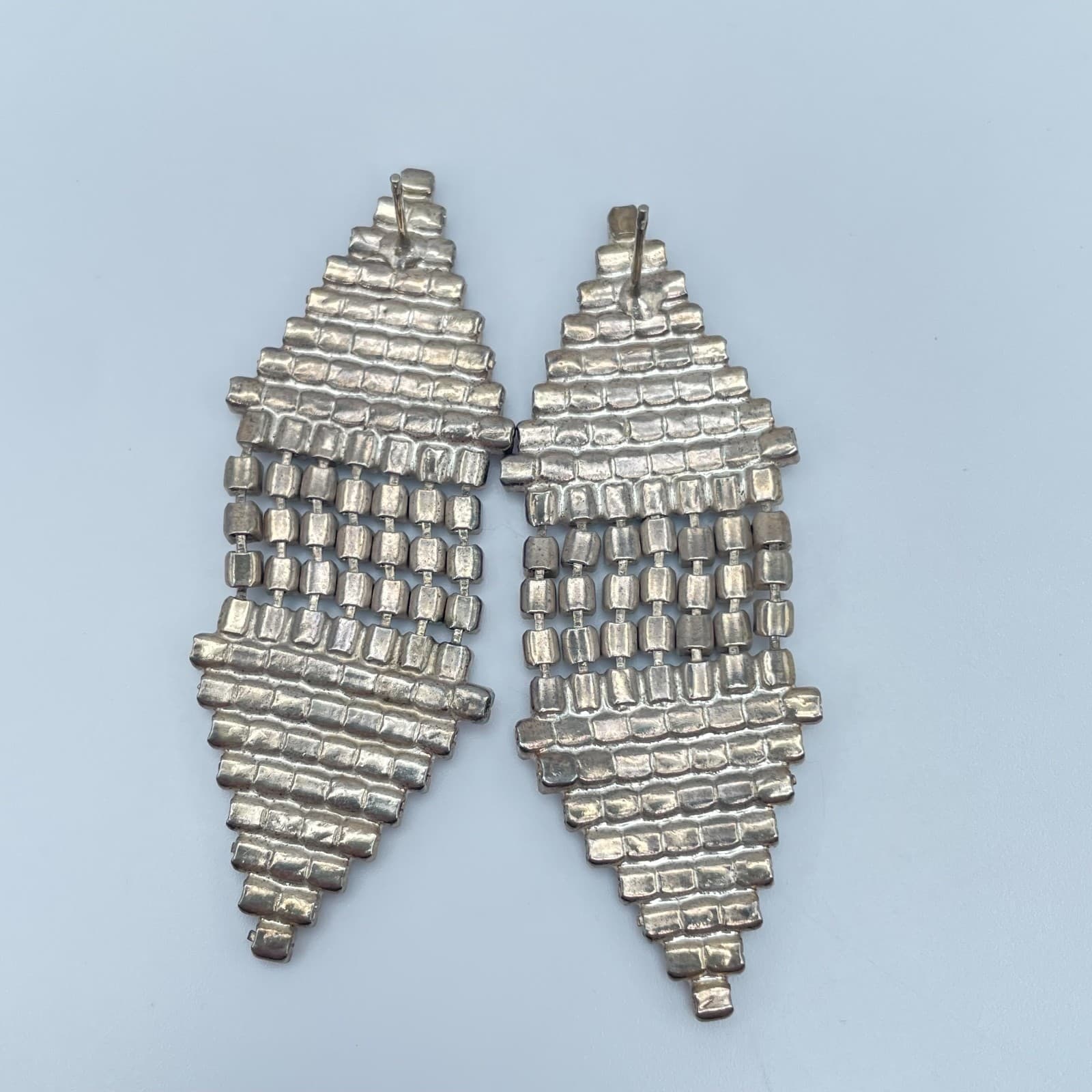 Vintage 90s Clear Rhinestone Silver Tone Dangle Earrings Women's Classic Jewelry - Thumbnail 3