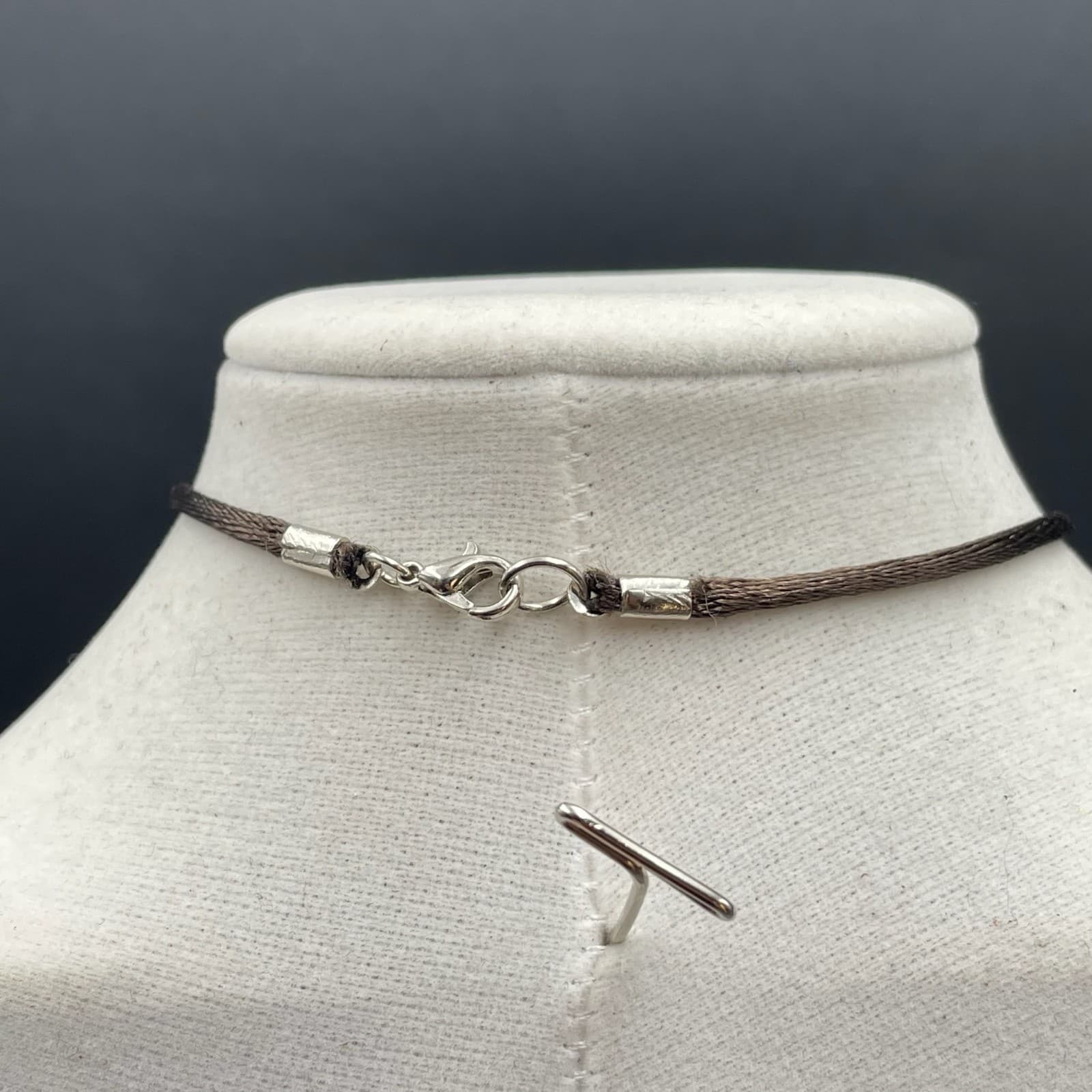 Black Lampwork Botanical Borosilicate Glass Blooming Flower Pendant Necklace - Thumbnail 9