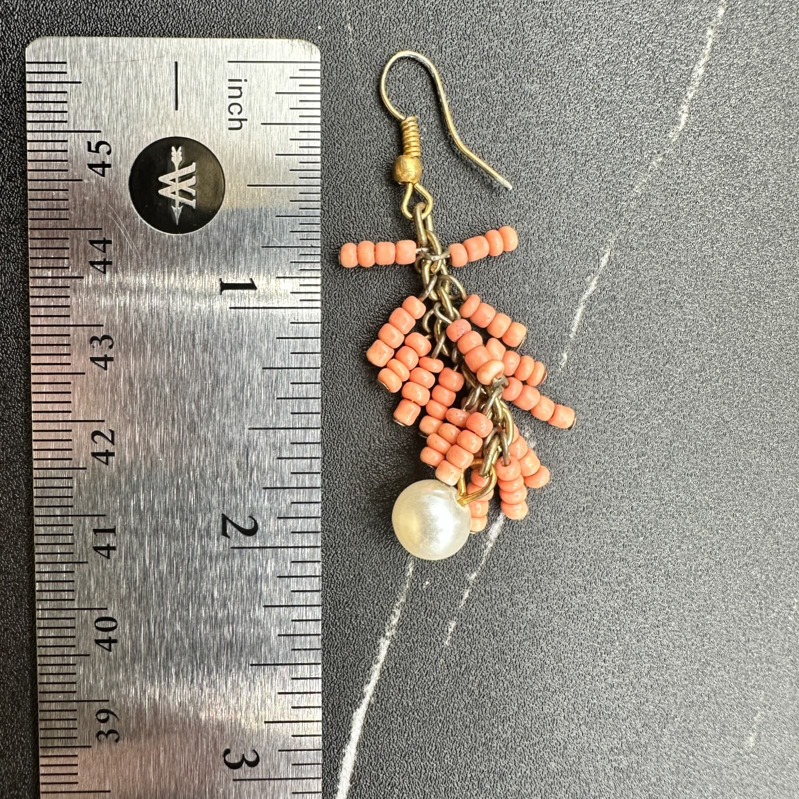 Vintage Handmade Women's Pink Beaded Long Hanging Fashion Dangle Earrings - Thumbnail 9