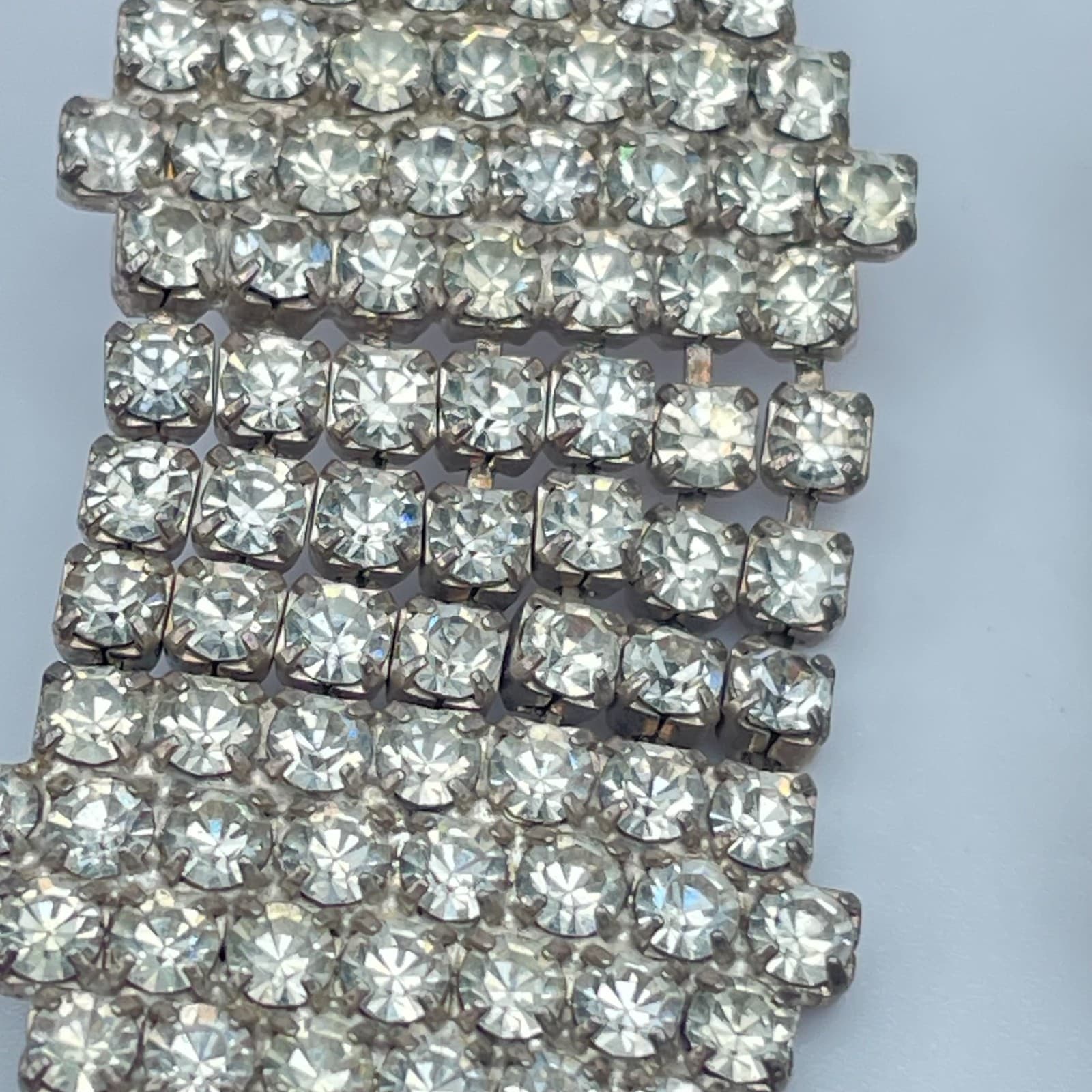 Vintage 90s Clear Rhinestone Silver Tone Dangle Earrings Women's Classic Jewelry - Thumbnail 7