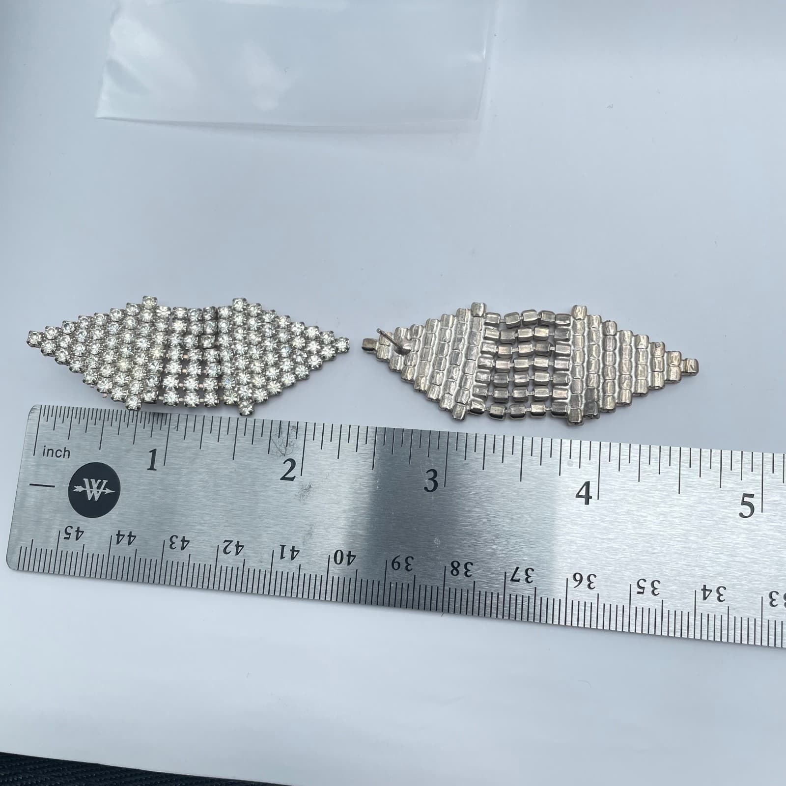 Vintage 90s Clear Rhinestone Silver Tone Dangle Earrings Women's Classic Jewelry - Thumbnail 9