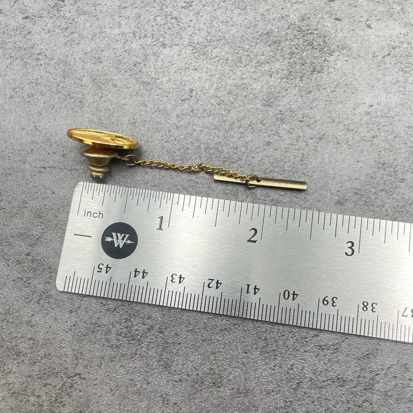 Vintage Rosemary Moore 1994-95 Classic Gold-Tone Rose T-Bar Curb Chain Tie Tack - Thumbnail 9