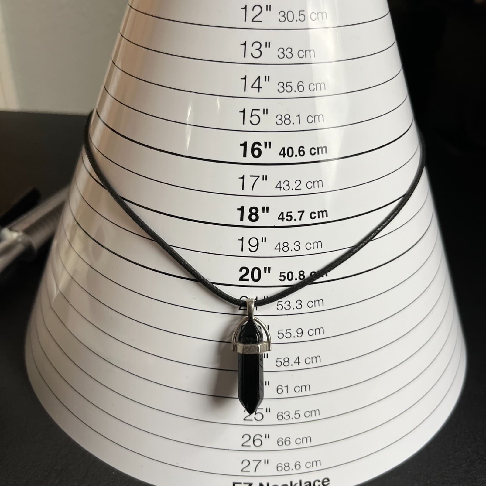 Bohemian Silver-Tone Black Obsidian Hexagonal Point Crystal Pendant Necklace - Thumbnail 7