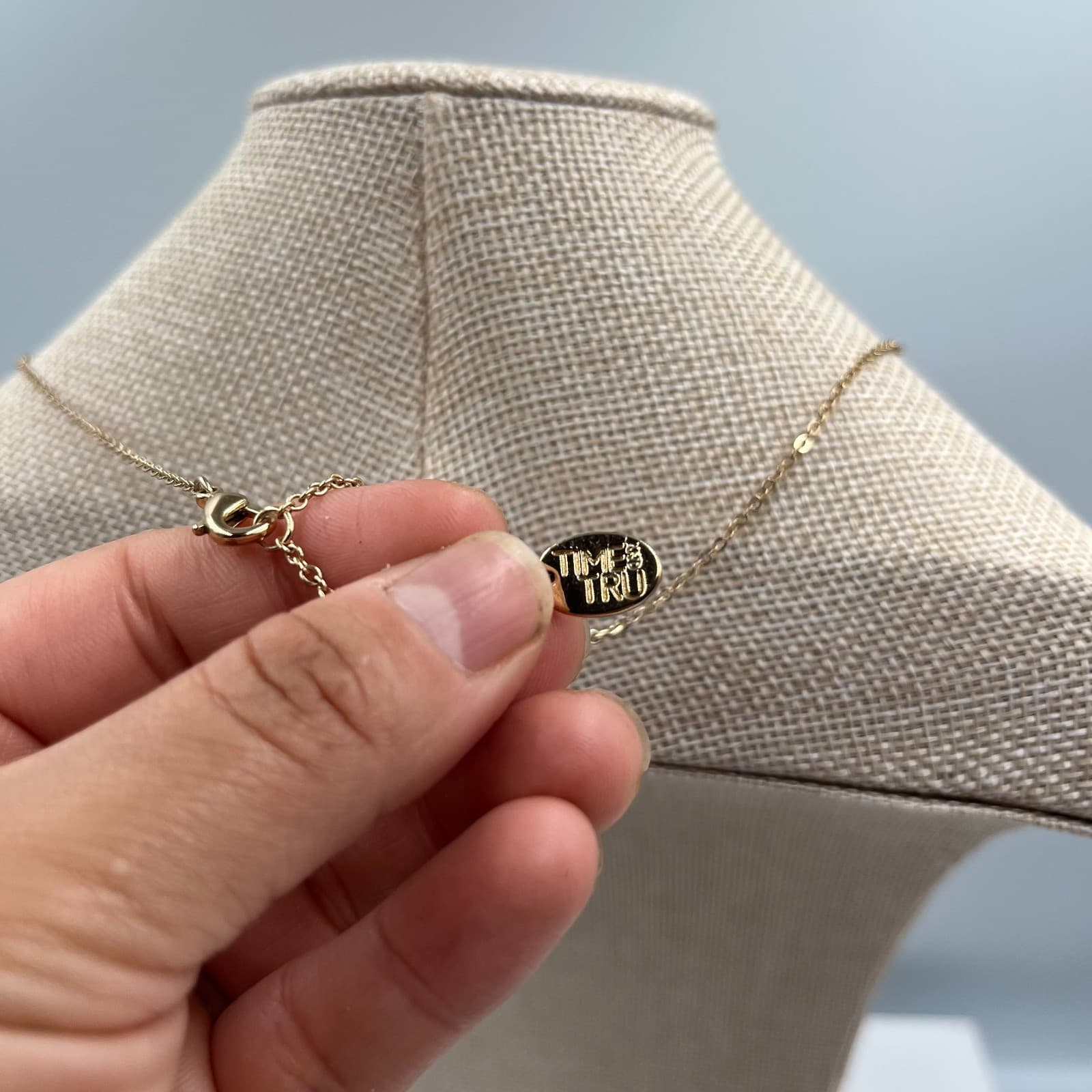 Time and Tru Gold-Tone Oval Chain Pavé Crystal Initial C Letter Pendant Necklace - Thumbnail 8