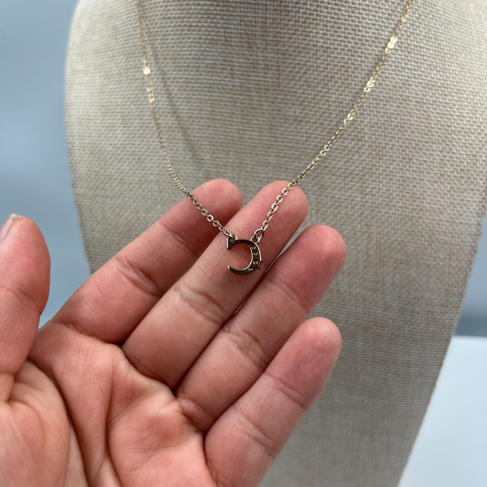 Time and Tru Gold-Tone Oval Chain Pavé Crystal Initial C Letter Pendant Necklace - Thumbnail 3