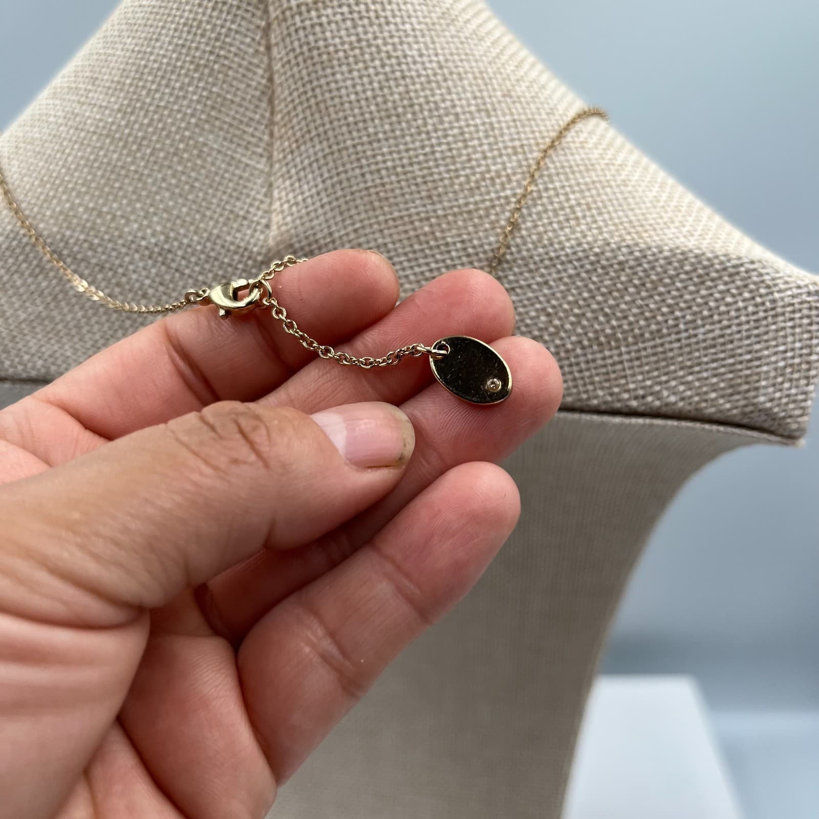 Time and Tru Gold-Tone Oval Chain Pavé Crystal Initial C Letter Pendant Necklace - Thumbnail 7