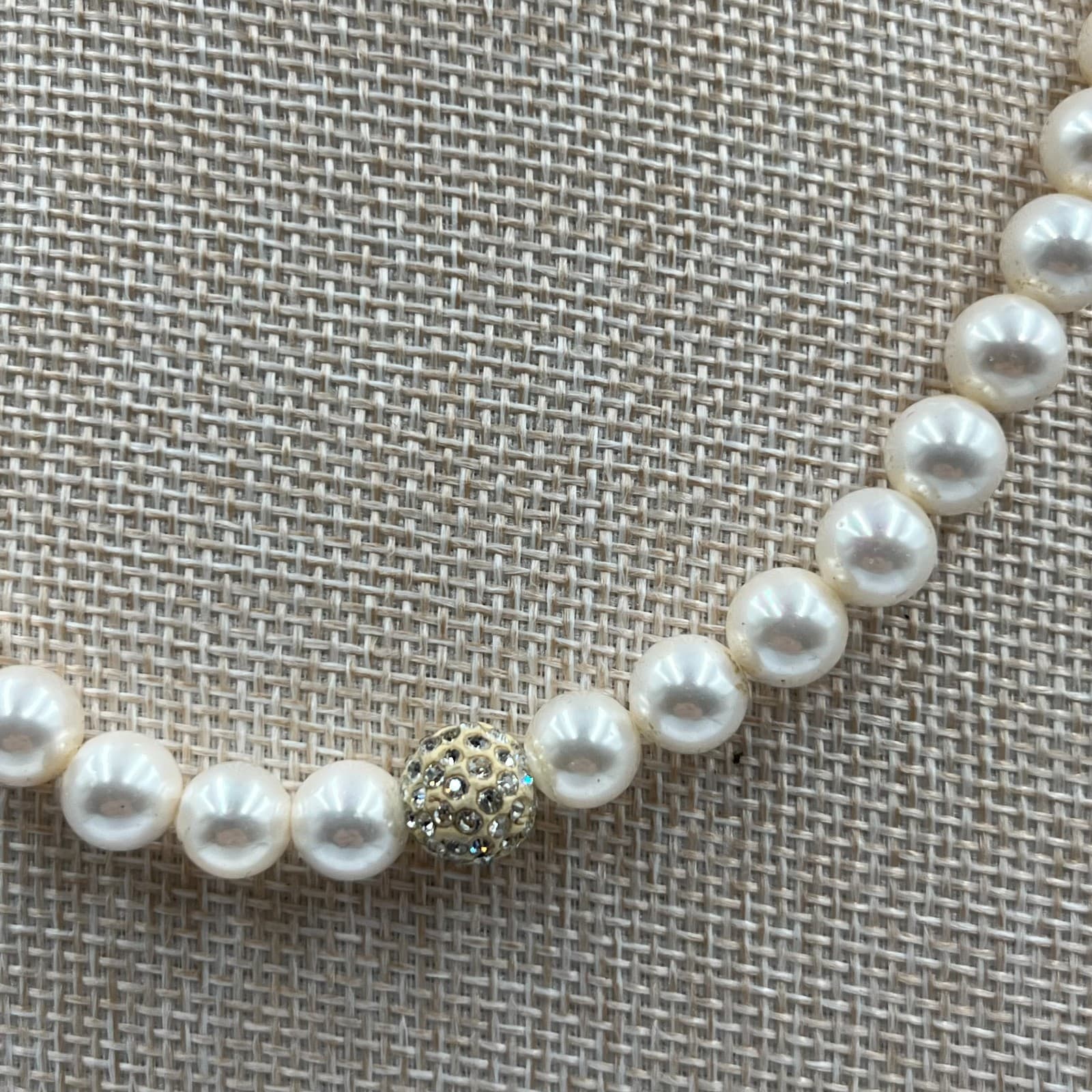 Vintage Cream Classic Fashion Mother of Pearls Beaded Hand-Knotted Necklace - Thumbnail 4