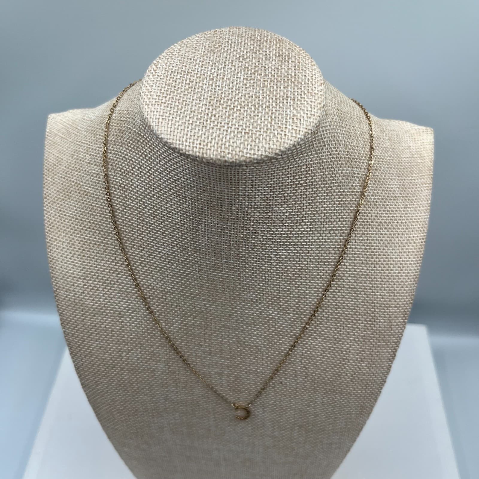 Time and Tru Gold-Tone Oval Chain Pavé Crystal Initial C Letter Pendant Necklace - Thumbnail 5