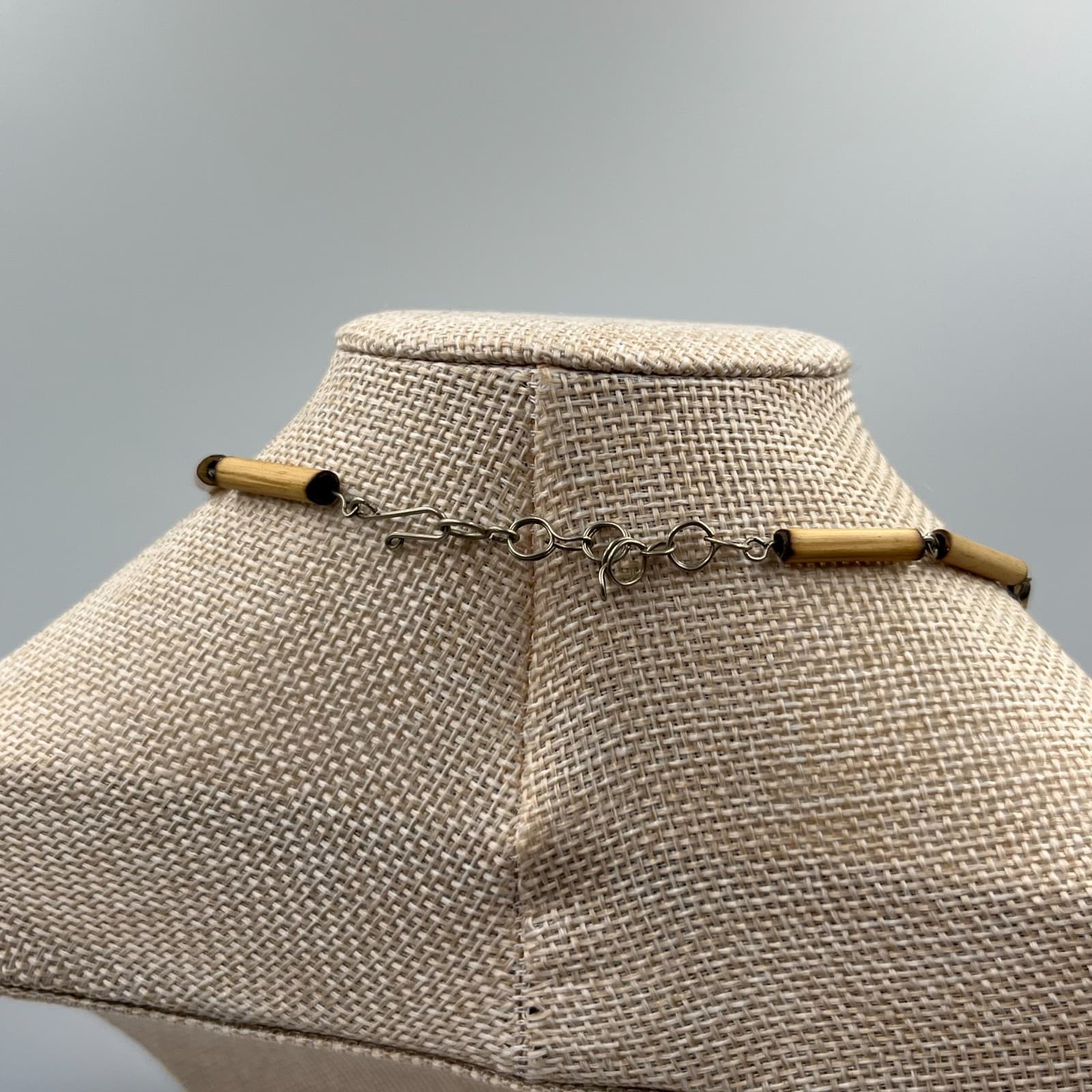 Vintage Silver-Tone Peruvian Bamboo Intricate Charm Pendant Bib Fringe Necklace - Thumbnail 7