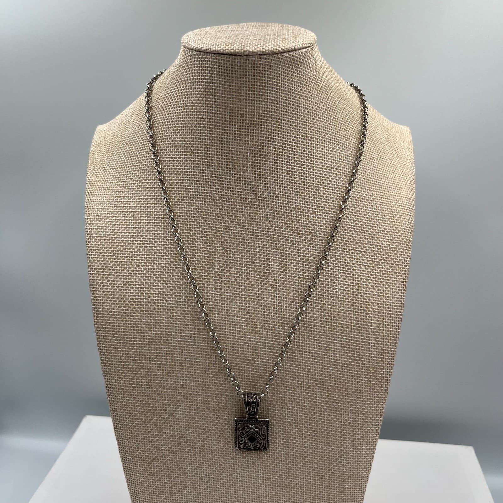 Vintage Egyptian Heritage Silver-Tone Intricate Calligraphy Pendant Necklace - Image 1