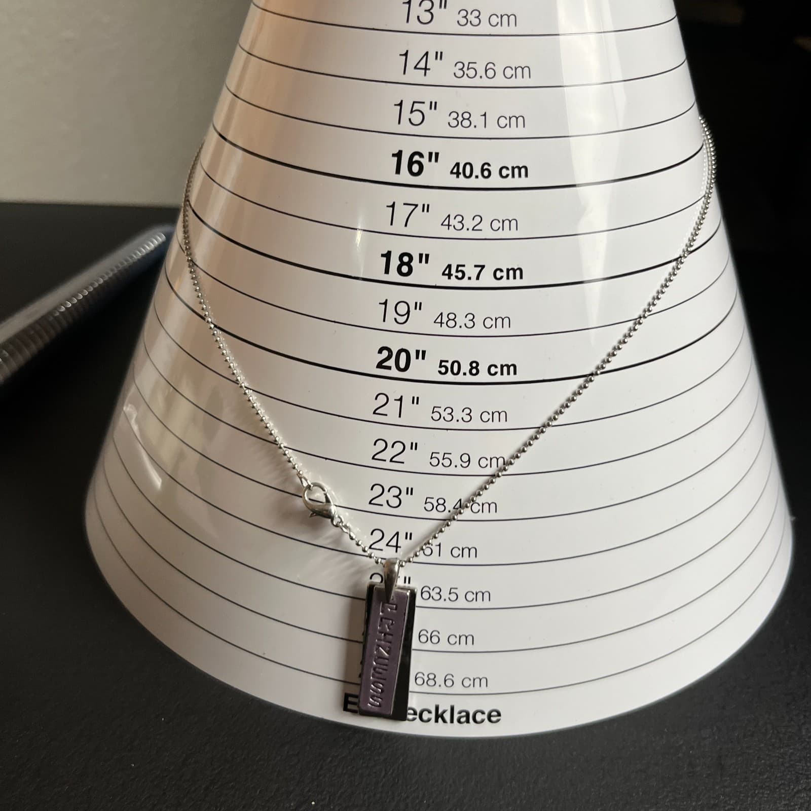 Silver-Tone Ball Chain Purple Flat Bar Dog-Tag "PRINCESS" Pendant Necklace - Thumbnail 9