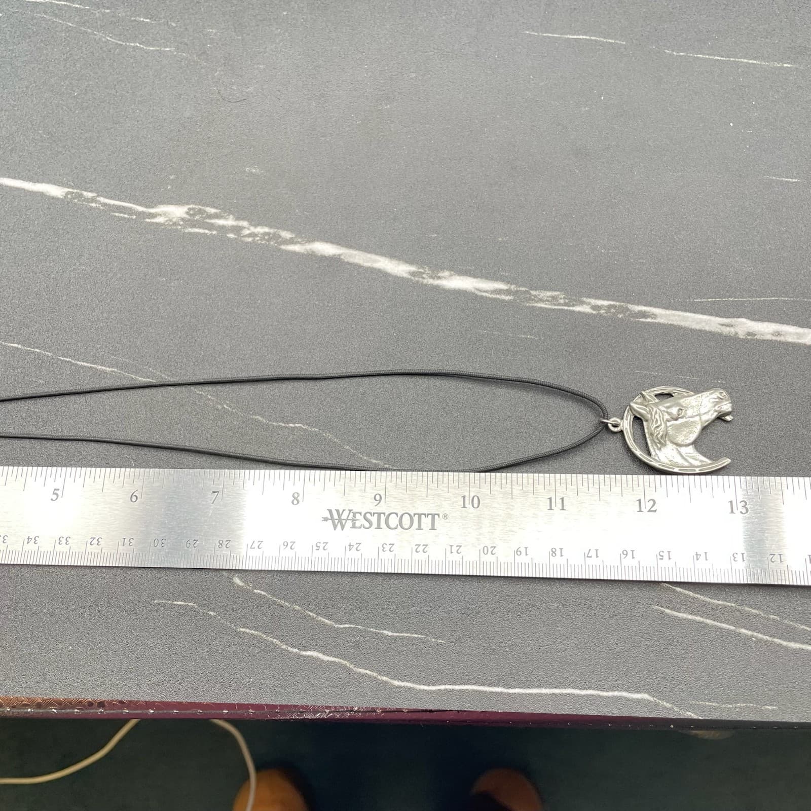 Silver-Tone Black Cord Wisiorek Zawieszka Konik Koń Horse Boho Pendant Necklace - Thumbnail 8