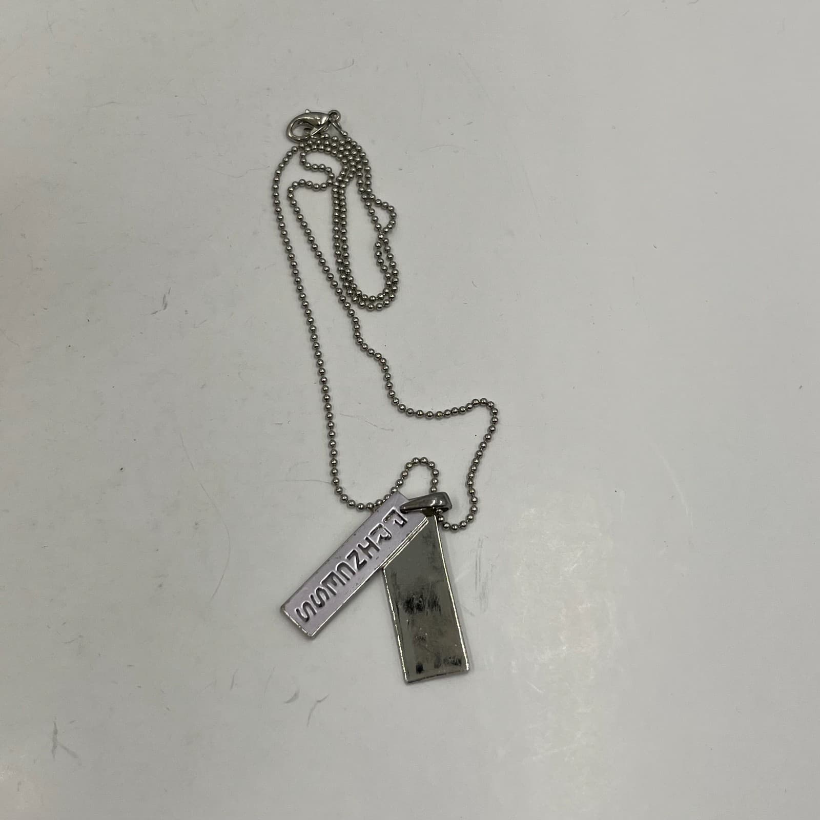 Silver-Tone Ball Chain Purple Flat Bar Dog-Tag "PRINCESS" Pendant Necklace - Thumbnail 7