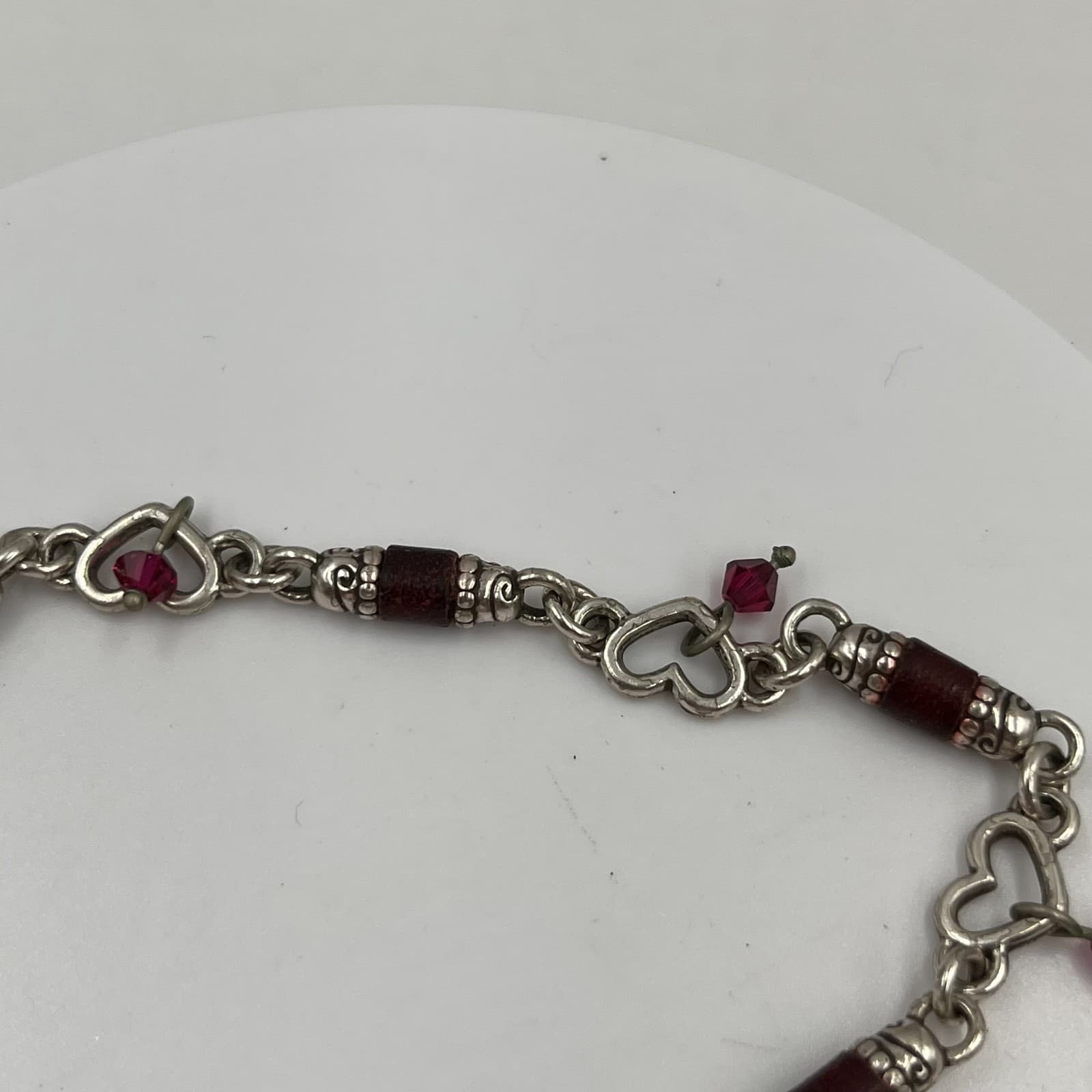 Y2K Silver-Tone Romantic Heritage Red Beads Brighton Heartsong Charm Bracelet - Thumbnail 2