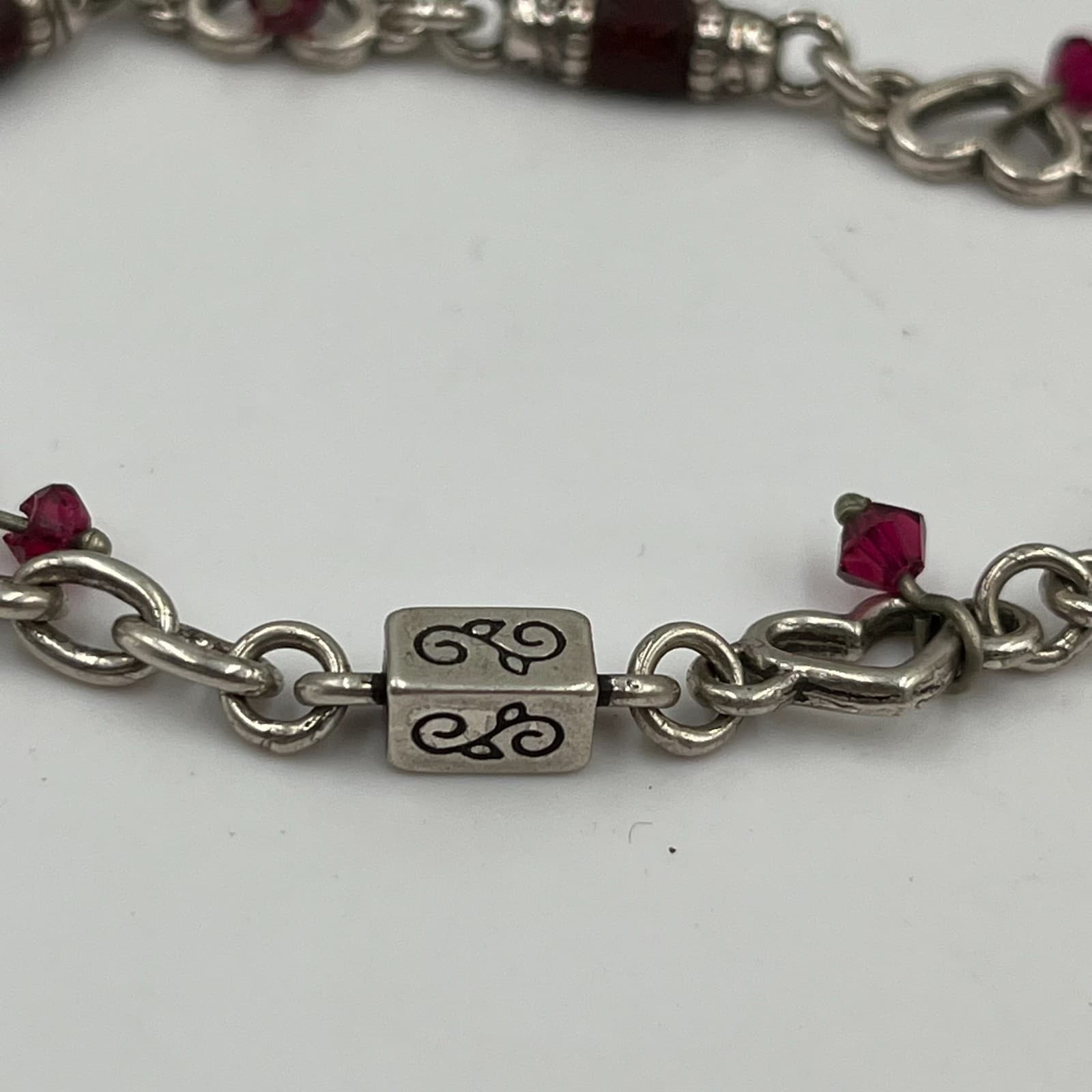 Y2K Silver-Tone Romantic Heritage Red Beads Brighton Heartsong Charm Bracelet - Thumbnail 4
