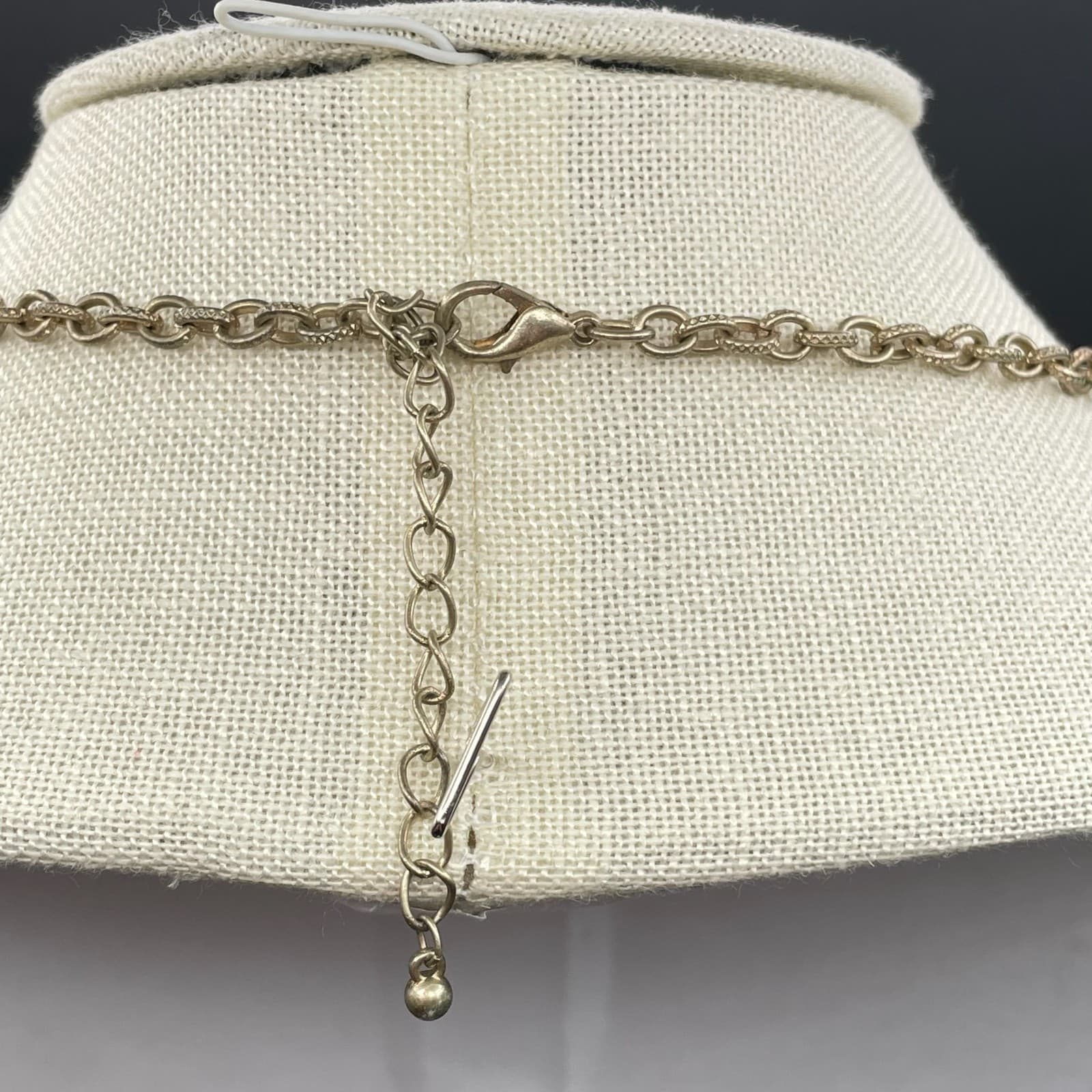 Vintage Gold-Tone Rolo Link Chain Rhinestone Teardrop Pendant Necklace - Thumbnail 8