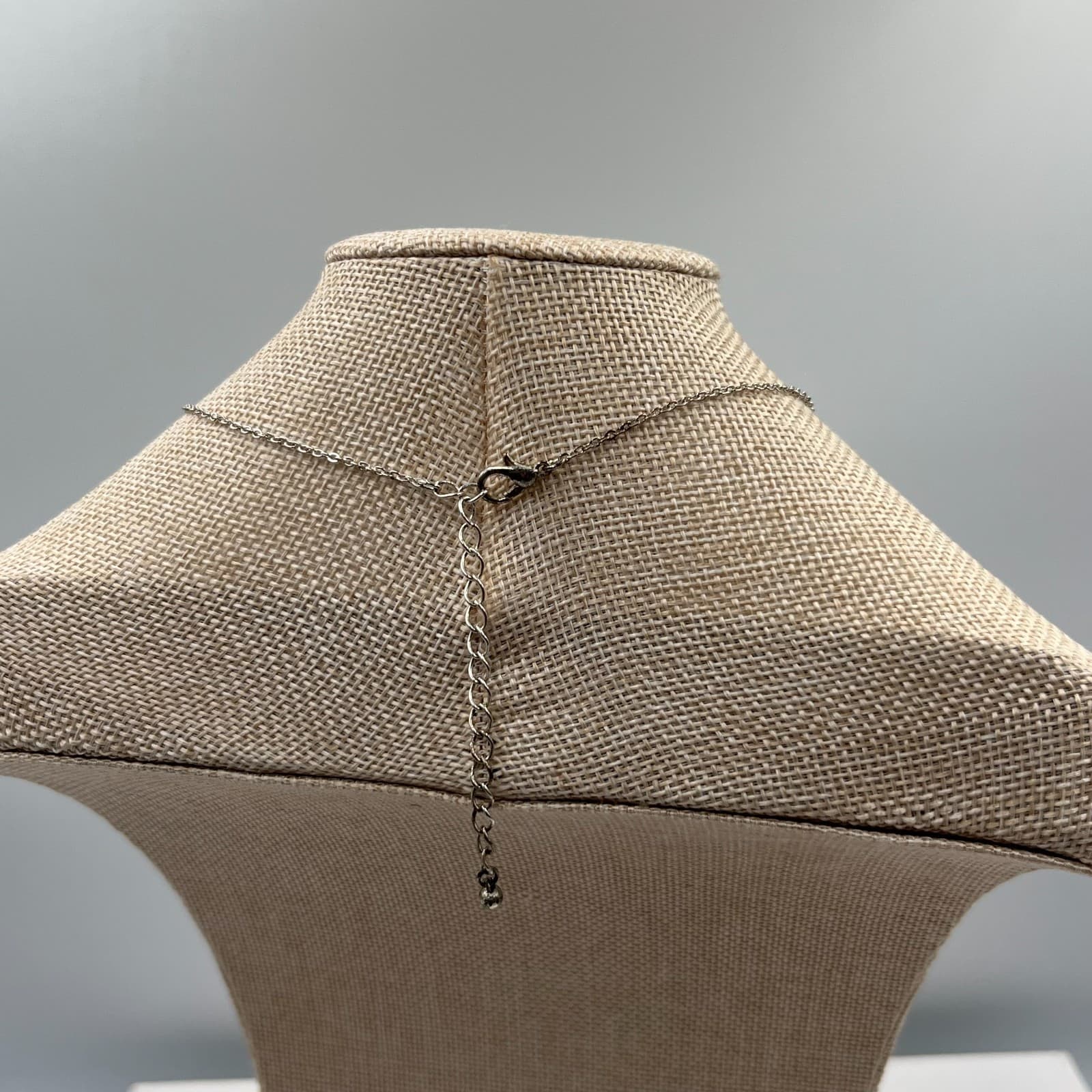 VTG Silver-Tone Teal Faceted Pave-Set Rhinestone Heart Pendant Lobster Necklace - Thumbnail 6