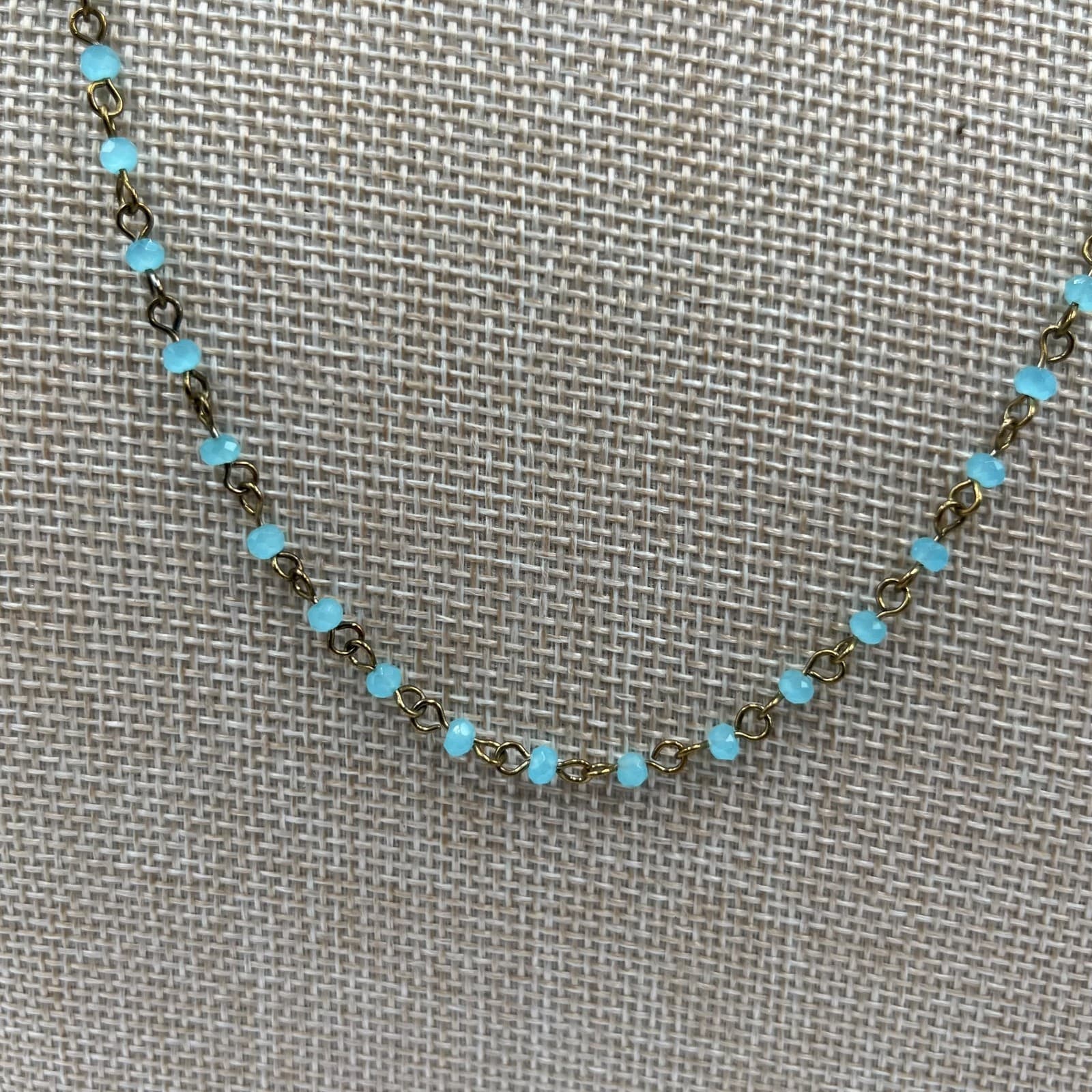 Park Lane Boho-Chic Gold-Tone Chain Blue Glass Beaded Station Lobster Necklace - Thumbnail 3