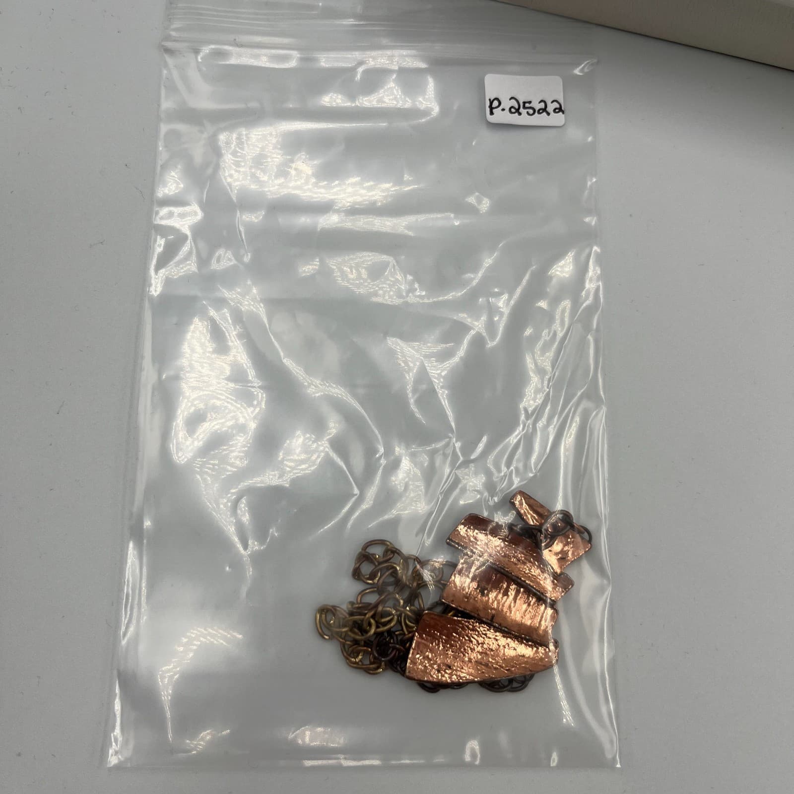 Vintage Modernist Copper Abstract Charm Necklace Mixed Metal Artisan Statement - Thumbnail 10